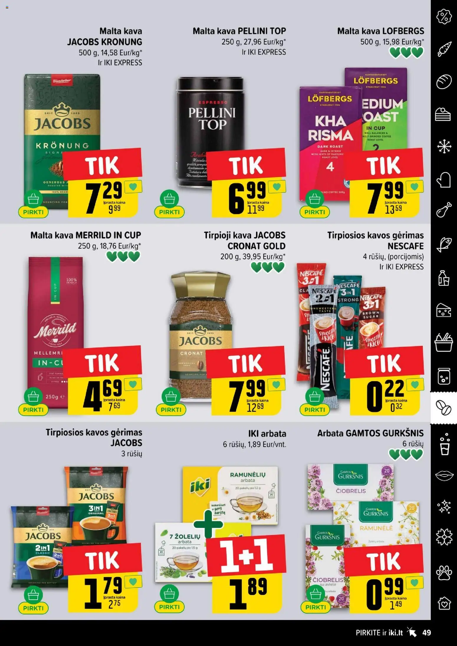 IKI akcijos nuo 24.11.2025 | Puslapis: 49 | Prekių: Tirpioji kava, Kava, Arbata