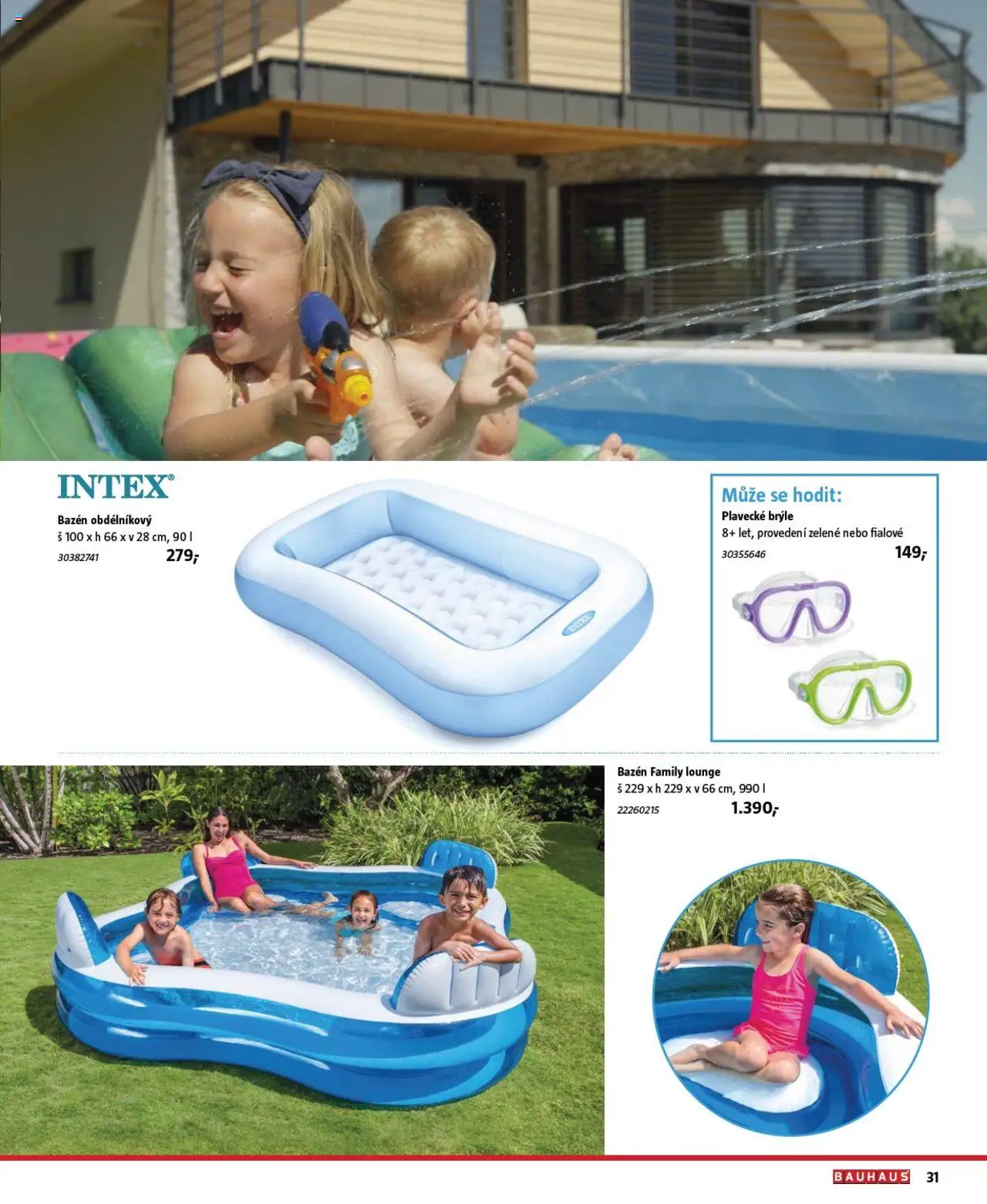 Bauhaus katalog Bazény a vířivky od 26.06.2025 | Strana: 31 | Produkty: Brýle, Plavecké brýle, Bazén