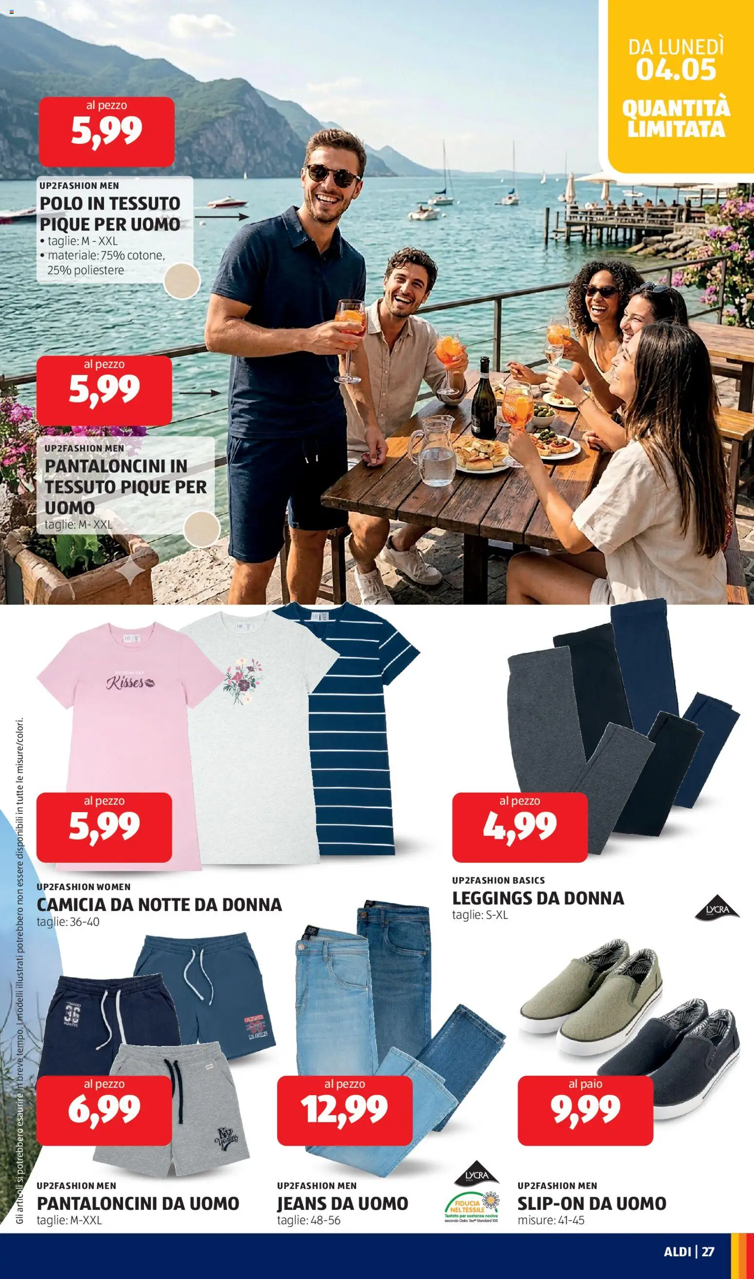 Volantino Aldi del 04.05.2026 | Pagina: 27 | Prodotti: Camicia, Leggings, Jeans, Polo