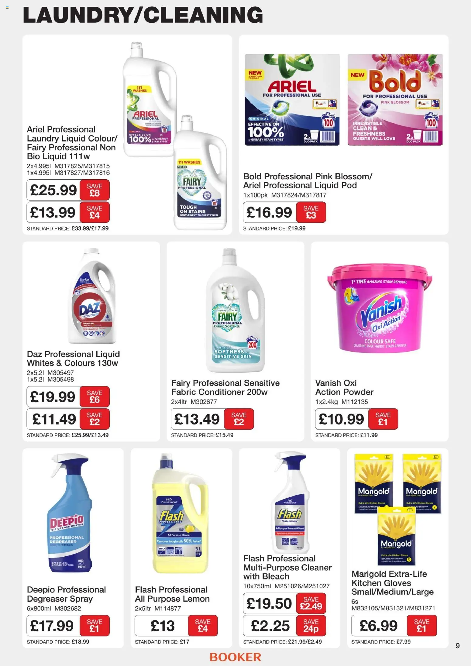 {H1} | Page: 9 | Products: Powder, Conditioner, Stain remover, Gloves