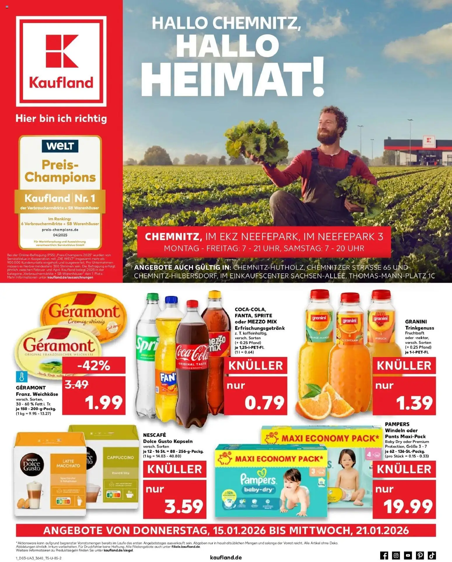 Kaufland prospekt Chemnitz	 – gültig ab 15.01.2026 | Seite: 1 | Produkte: Sprite, Oder mezzo mix, Uhr, Dolce gusto