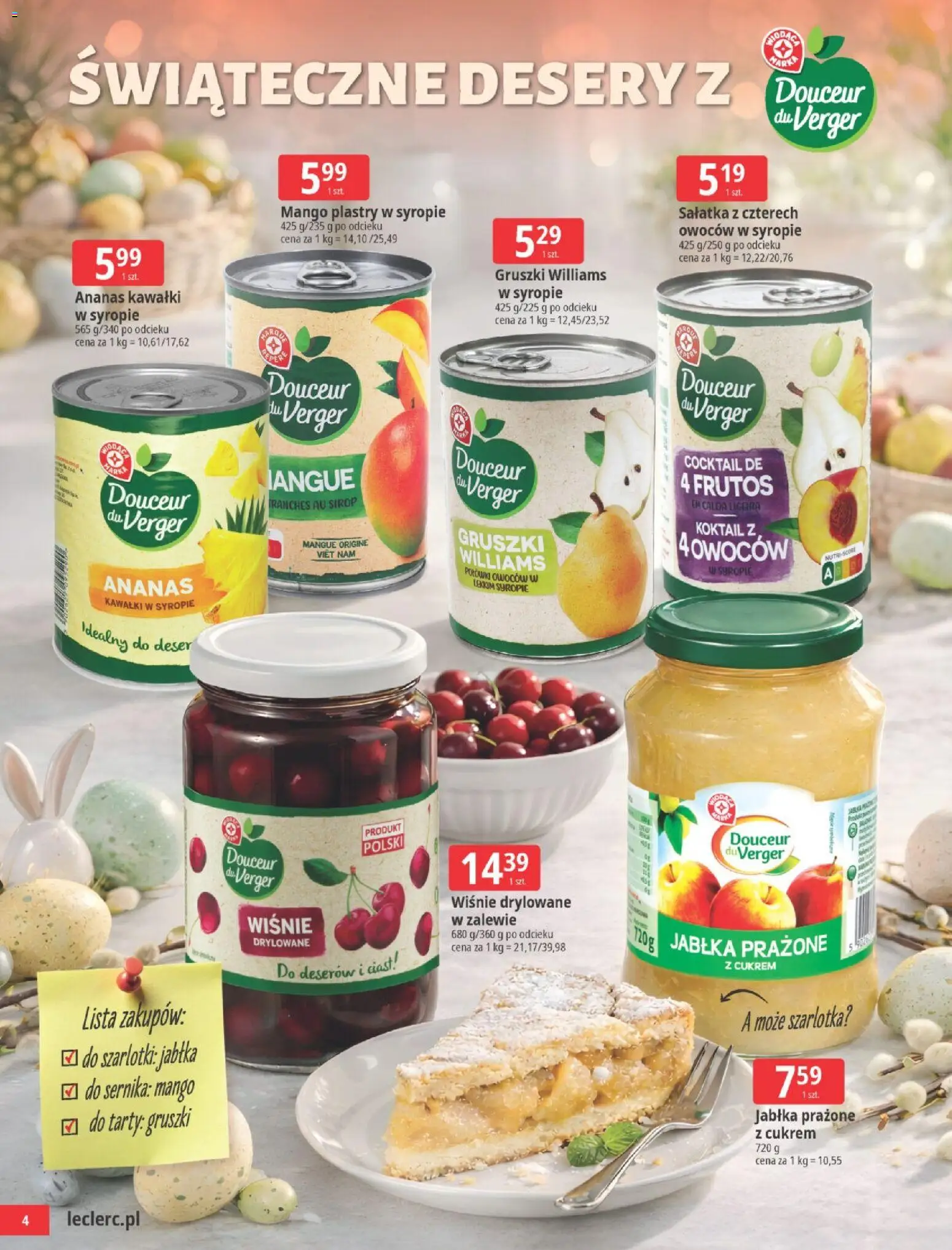 E.Leclerc gazetka - Wielkanoc od 24.03.2026 | Strona: 4 | Produkty: Mango, Jabłka, Ananas, Sałatka