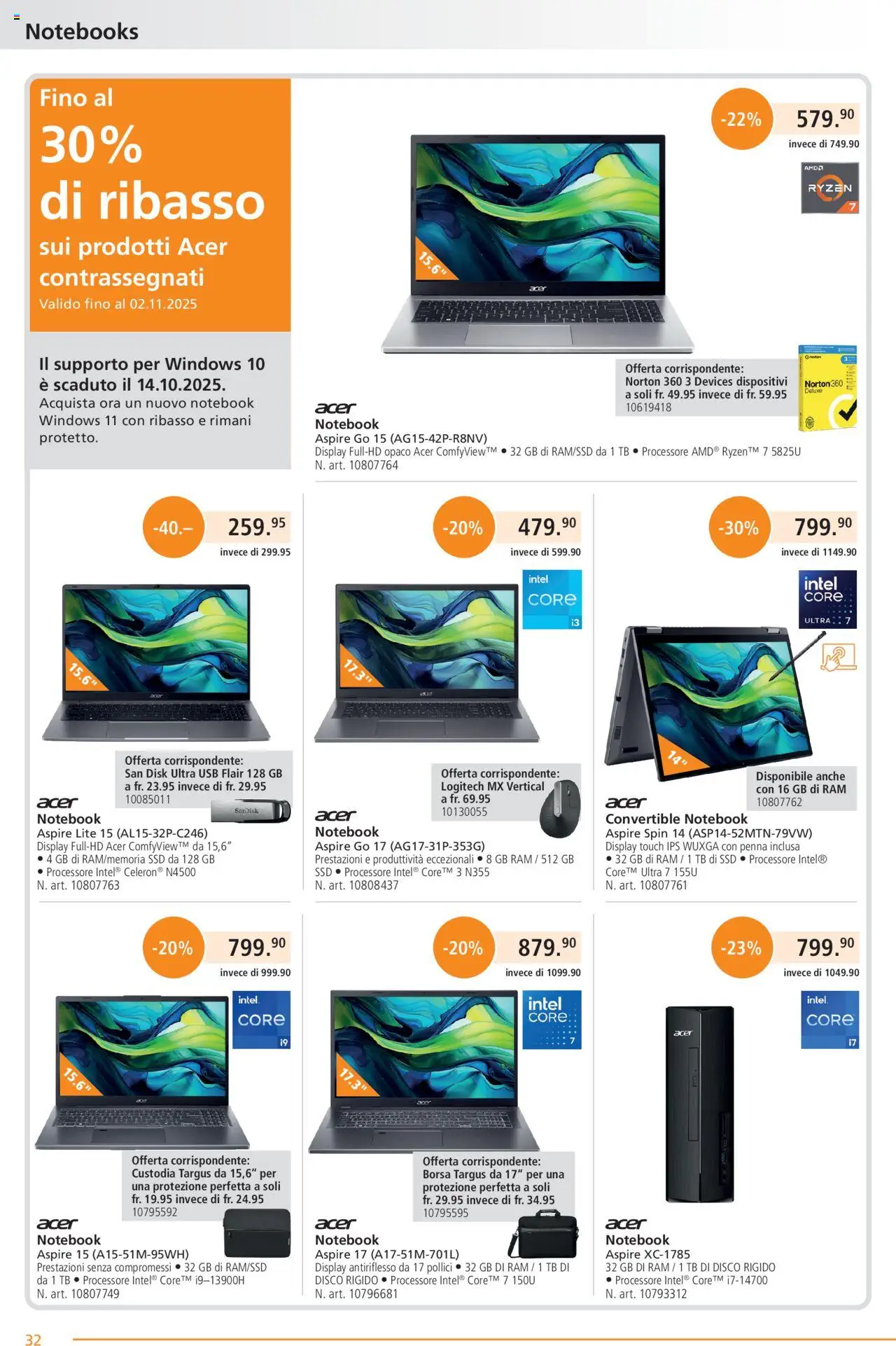 Fust Aktionen IT – gültig ab 20.10.2025 | Seite: 32 | Produkte: Notebook, Usb