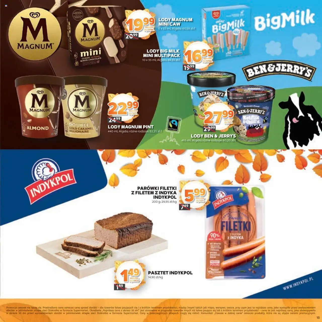 Stokrotka Gazetka - Jesiennie Inspiracje od 16.10.2025 | Strona: 15 | Produkty: Stokrotka, Parówki, Big Milk, Lody Magnum