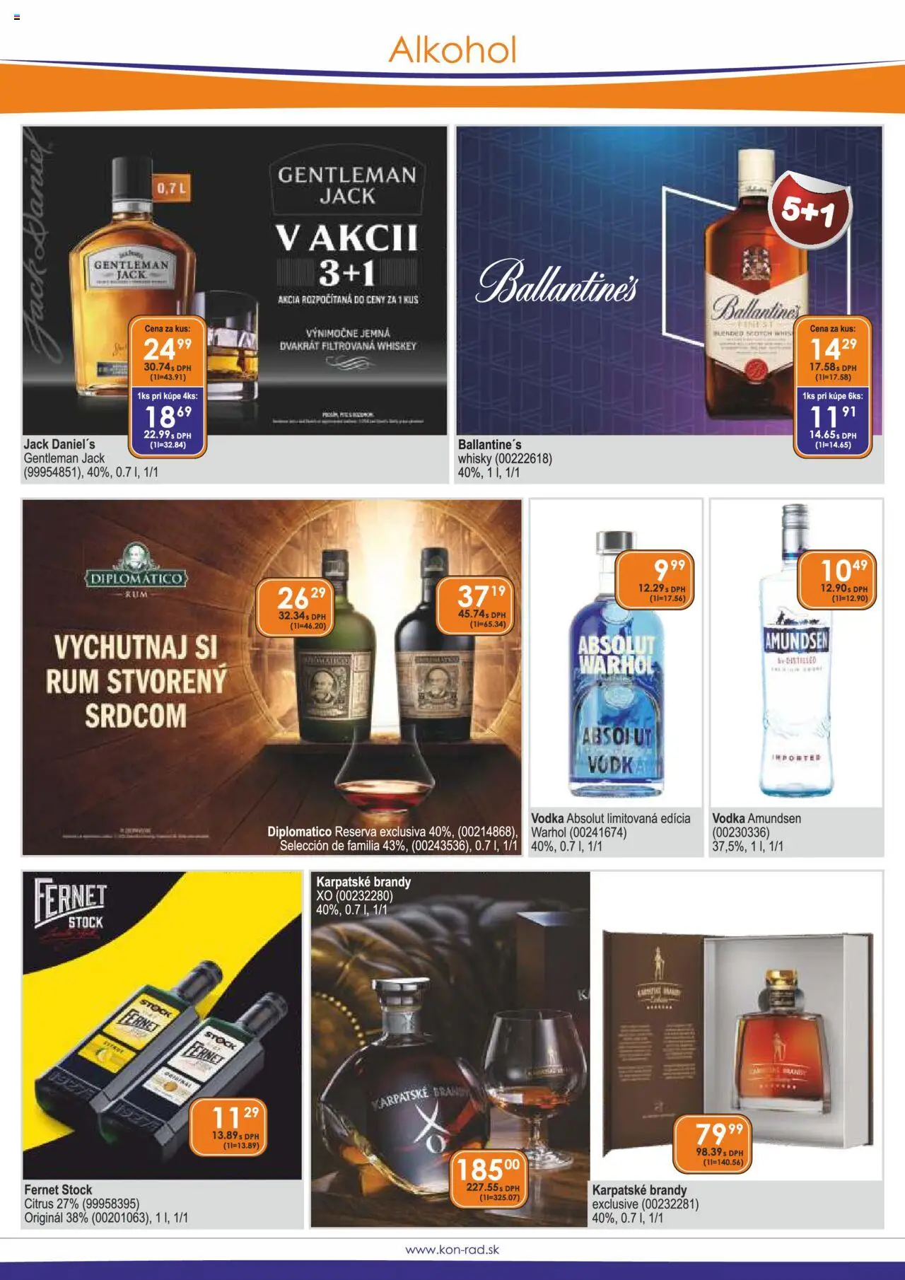KON - RAD leták │ platný od 01.09.2025 | Strana: 11 | Produkty: Diplomatico, Vodka, Whisky, Ballantines
