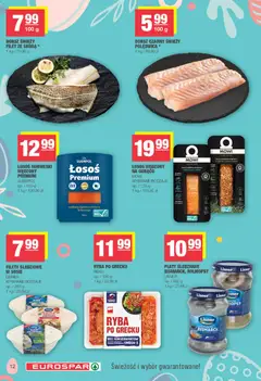 Pogląd oferty "Spar gazetka - Eurospar" - ważna od 23.03.2026 | Strona: 12 | Produkty: Śledź, Dorsz, Łosoś wędzony na gorąco, Ryba