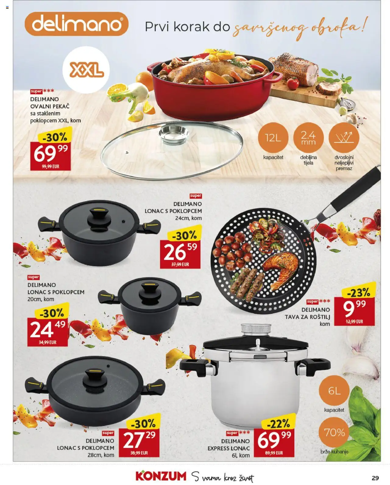 Konzum katalog | vrijedi od 20.08.2025 | Stranica: 29 | Proizvodi: Delimano, Pan, Tava, Lonac
