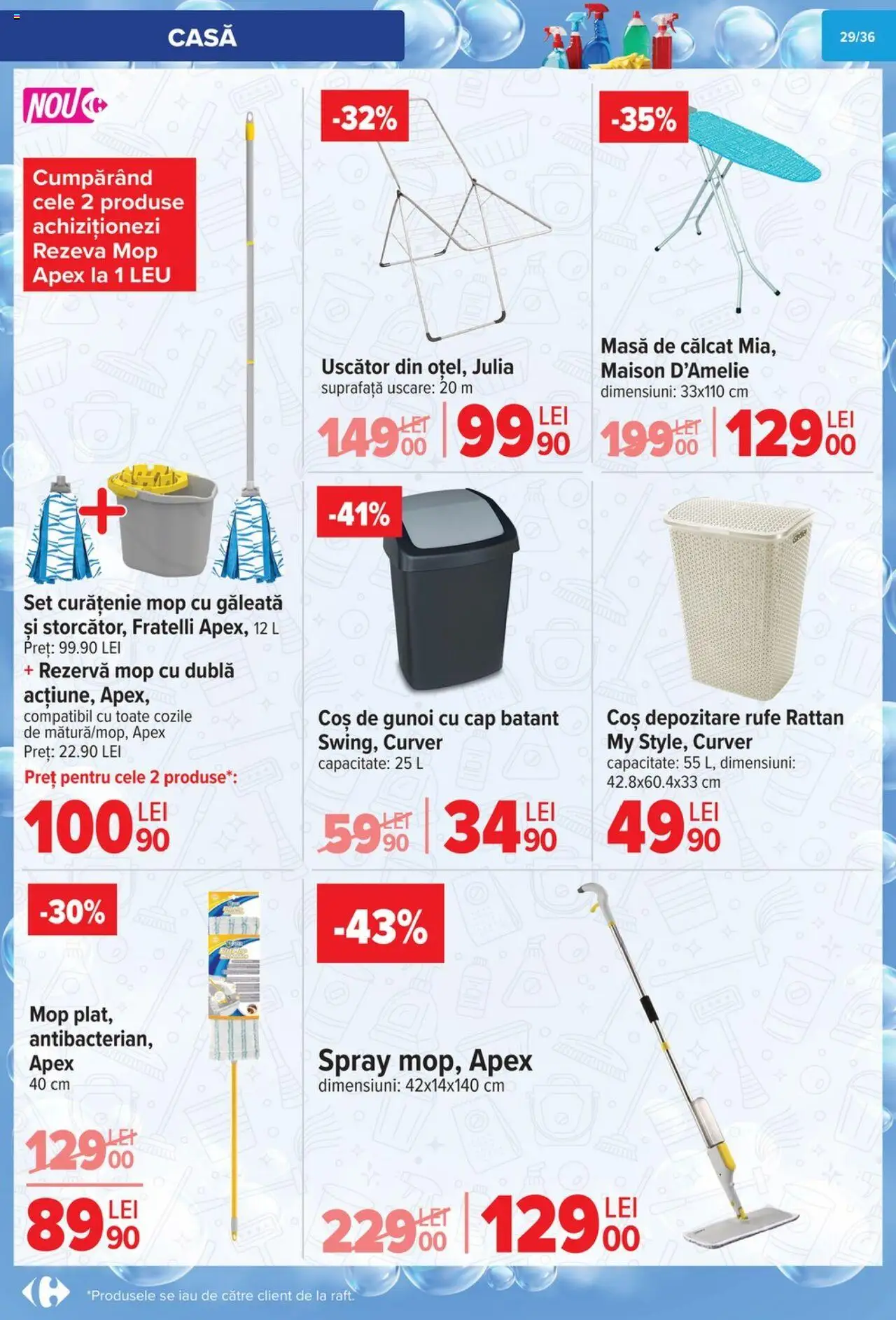 Noul catalog Carrefour – valabil de la 01.10.2025 | Pagină: 30 | Produse: Mop, Coș, Masă, Masă de călcat