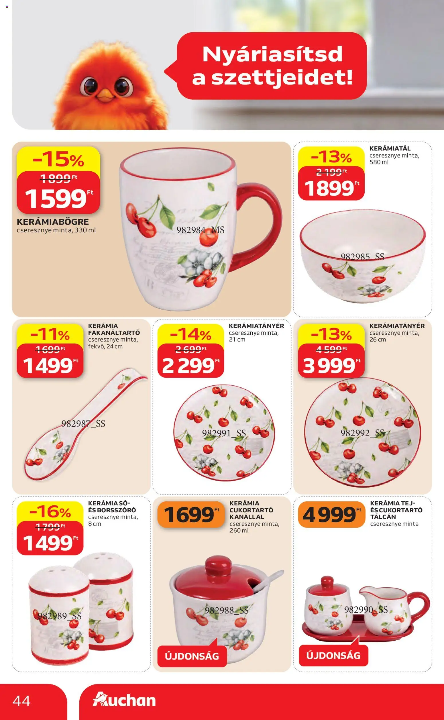 Auchan akciós ujság - amely érvényes a következő dátumtól: 30.04.2026 | Oldal: 44 | Termékek: Cseresznye, Tej, Só