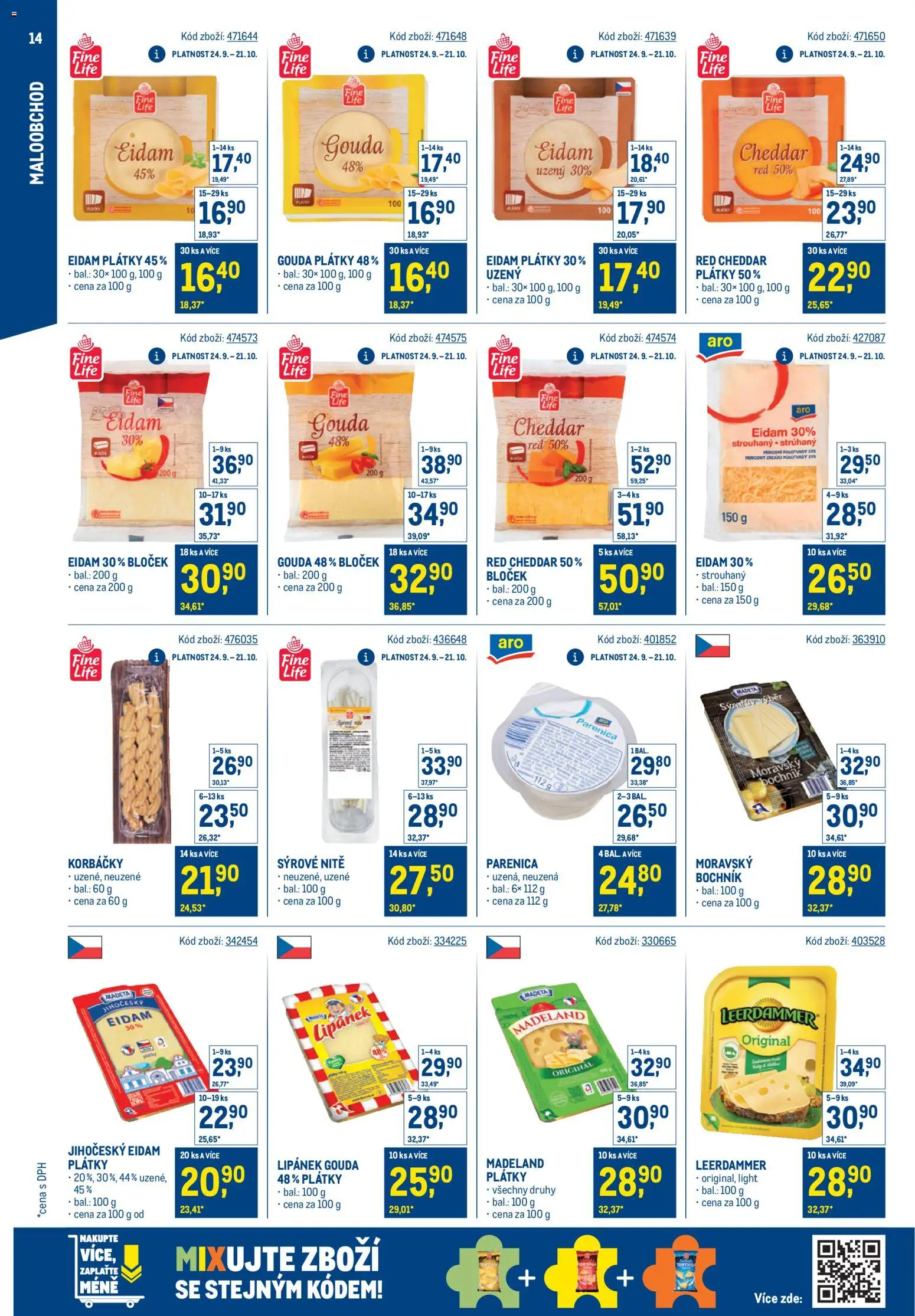 Makro leták - Stabilně výhodná cena - maloobchod od 24.09.2025 | Strana: 14 | Produkty: Lipánek, Parenica, Gouda, Cheddar