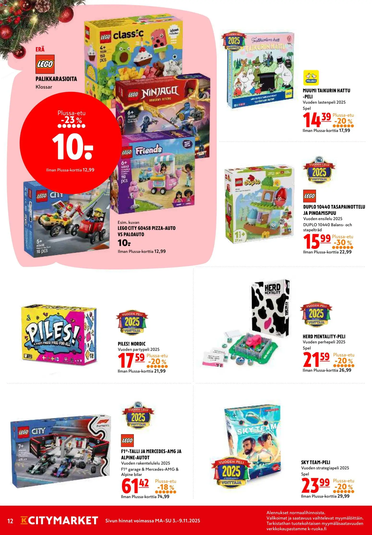 K-Citymarket tarjoukset – voimassa 03.11.2025 alkaen | Sivu: 12 | Tuotteet: Hattu, Peli