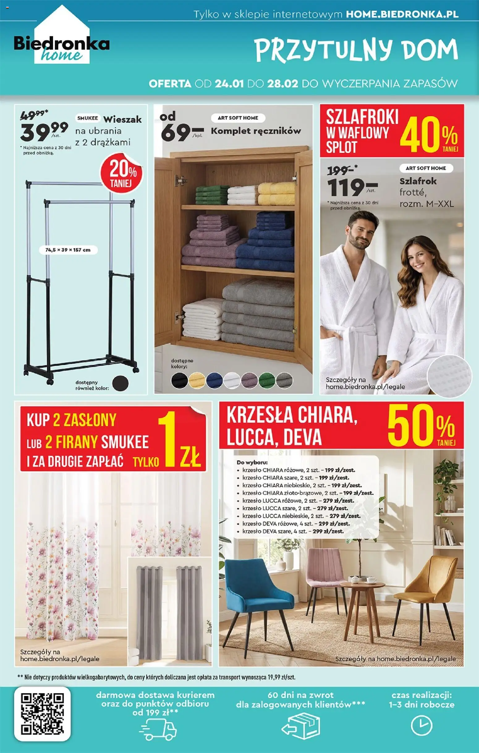 Biedronka gazetka - Home od 24.01.2026 | Strona: 4 | Produkty: Ubrania, Szlafrok, Krzesło, Firany