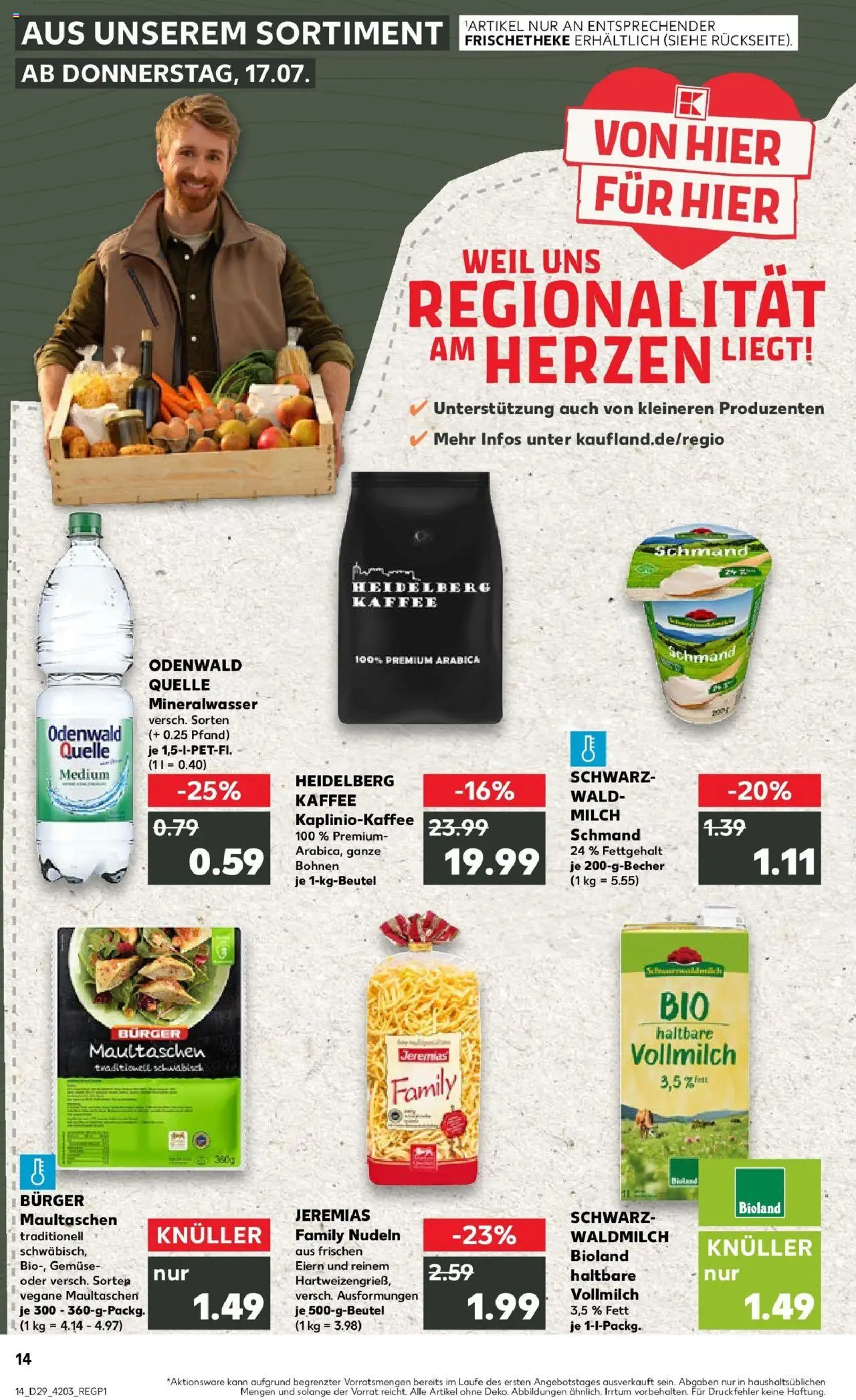 Kaufland prospekt Edingen-Neckarhausen	 - gültig ab dem 21.07.2025 | Seite: 27 | Produkte: Burger, Mineralwasser, Gemüse, Nudeln