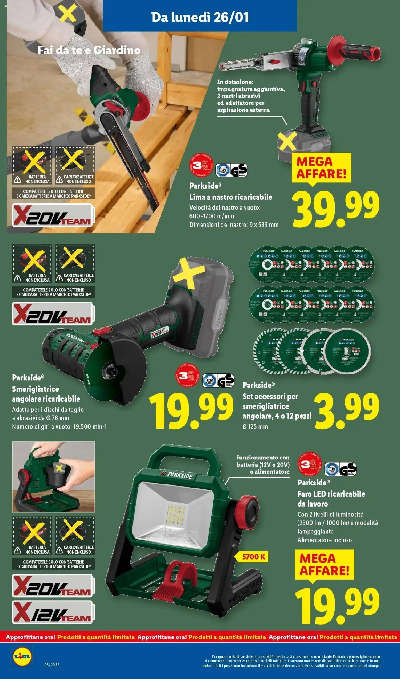 Volantino Lidl del 22.01.2026 | Pagina: 28 | Prodotti: Lima, Adattatore, Smerigliatrice, Caricabatterie