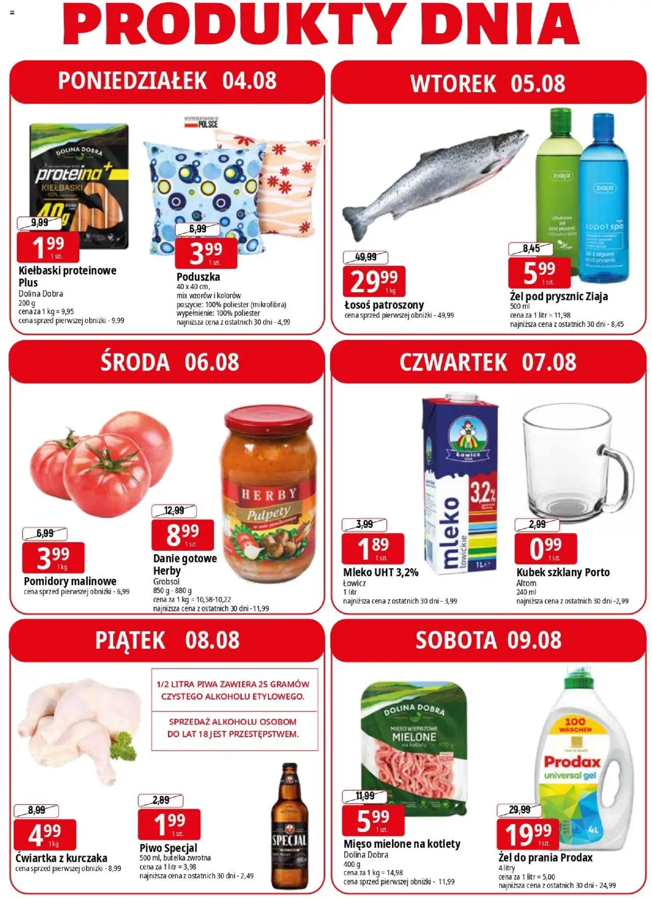 E.Leclerc Gazetka - Elbląg od 04.08.2025 | Strona: 4 | Produkty: Mięso, Pomidory malinowe, Prysznic, Mleko