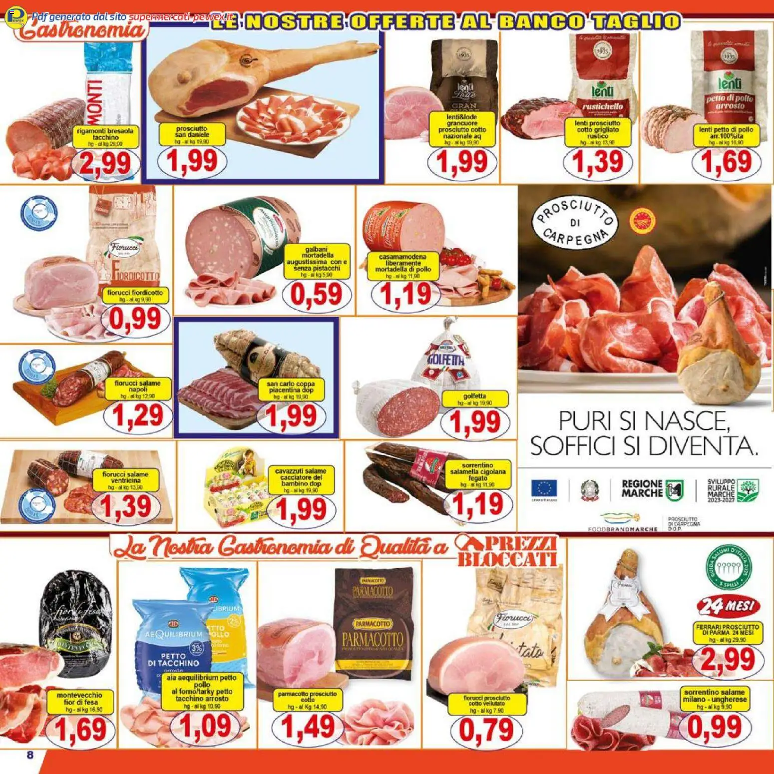 Volantino Pewex del 27.12.2025 | Pagina: 8 | Prodotti: Prosciutto di Parma, Prosciutto Cotto, Pollo, Prosciutto