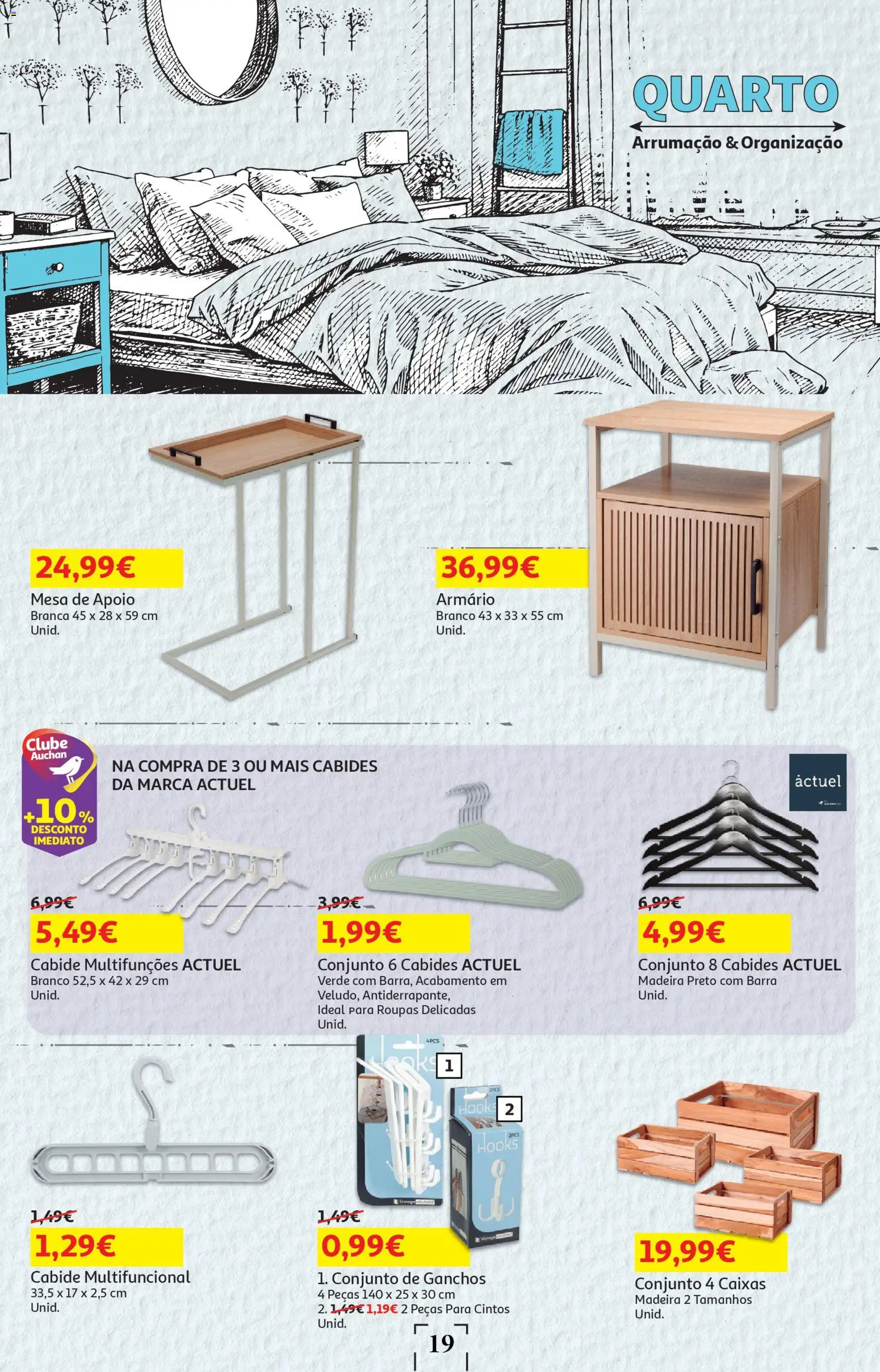 Auchan - Festa das Marcas │ válido de 03.03.2026 | Página: 19 | Produtos: Armário, Mesa, Cabide, Roupas