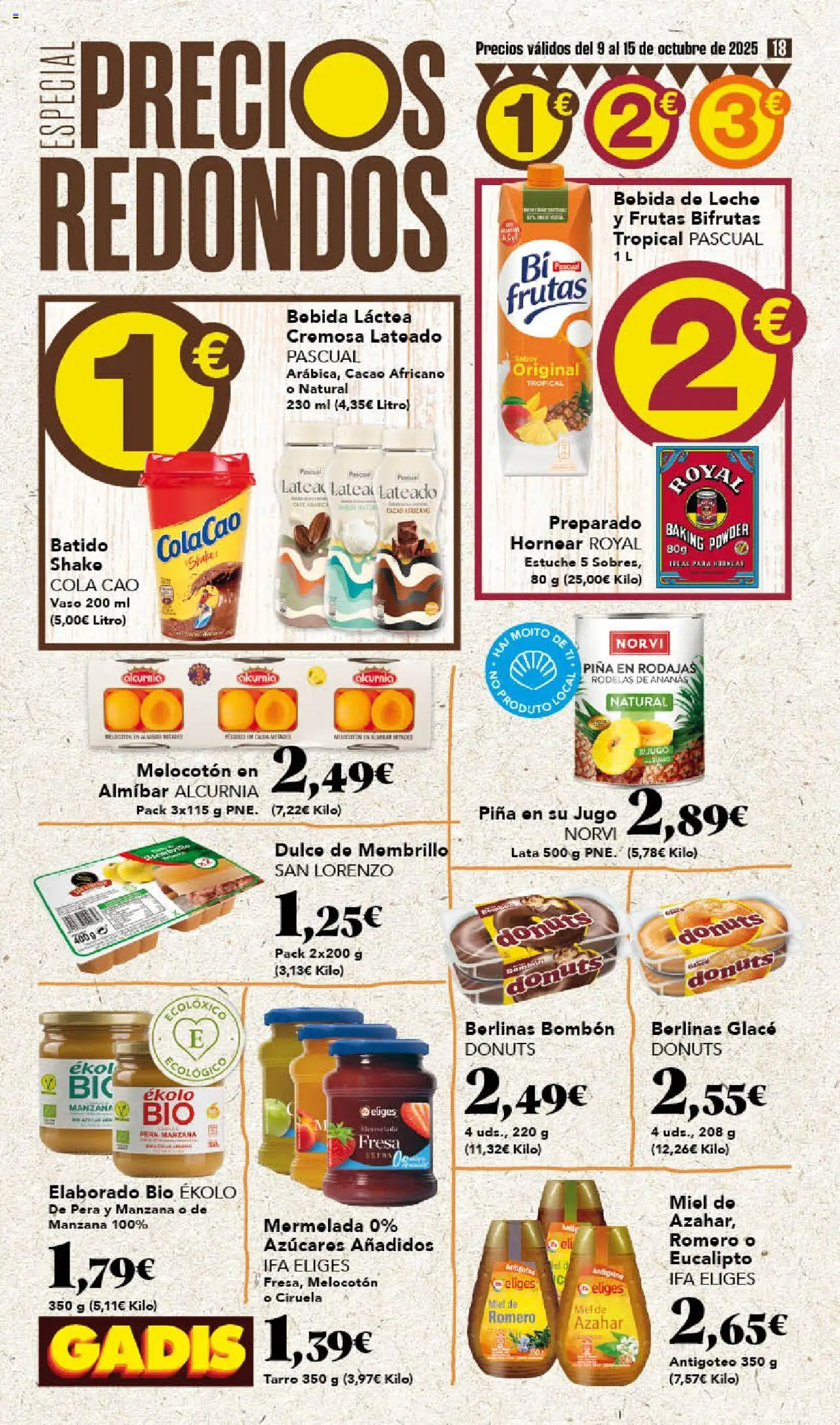 Gadis folleto │ válido desde el 09.10.2025 | Página: 18 | Productos: Jugo, Piña, Donuts, Φρυγανιές σικάλεως