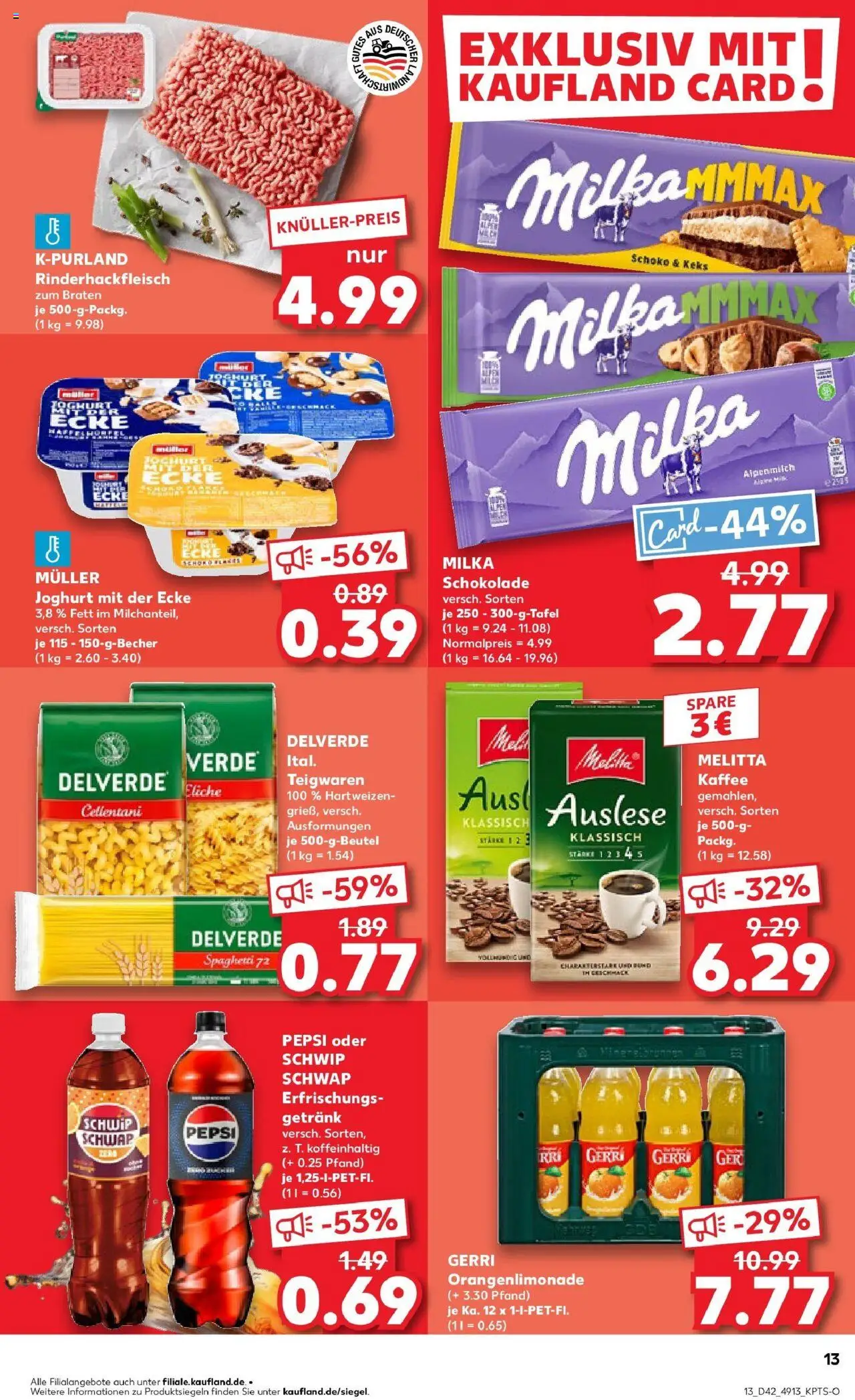 Kaufland prospekt Erftstadt	 – gültig ab 19.10.2025 | Seite: 13 | Produkte: Melitta, Joghurt, Kaffee, Milka schokolade