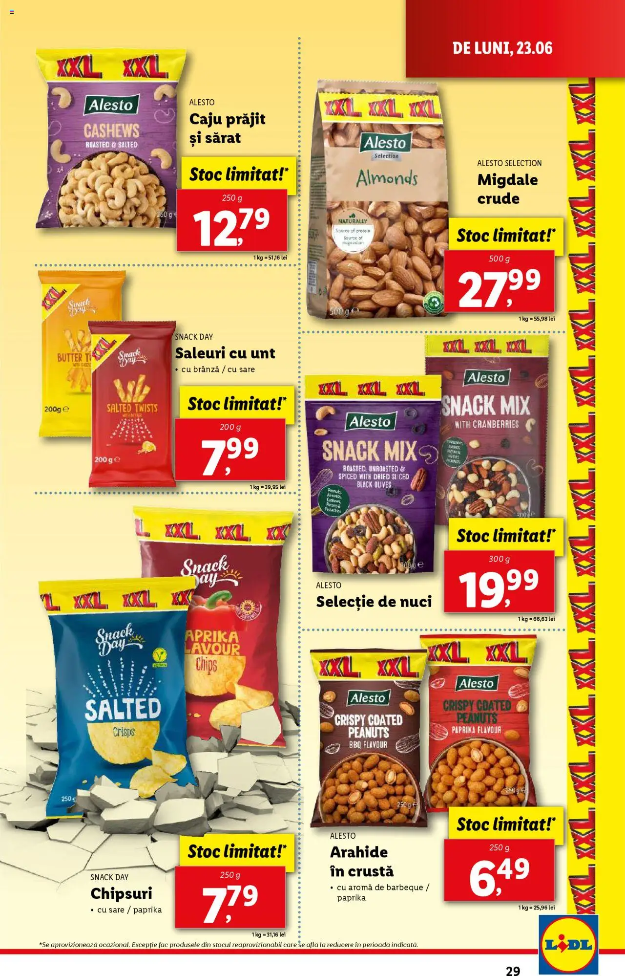 Catalog Lidl – valabil de la 23.06.2025 | Pagină: 29 | Produse: Migdale, Brânză, Nuci, Sare