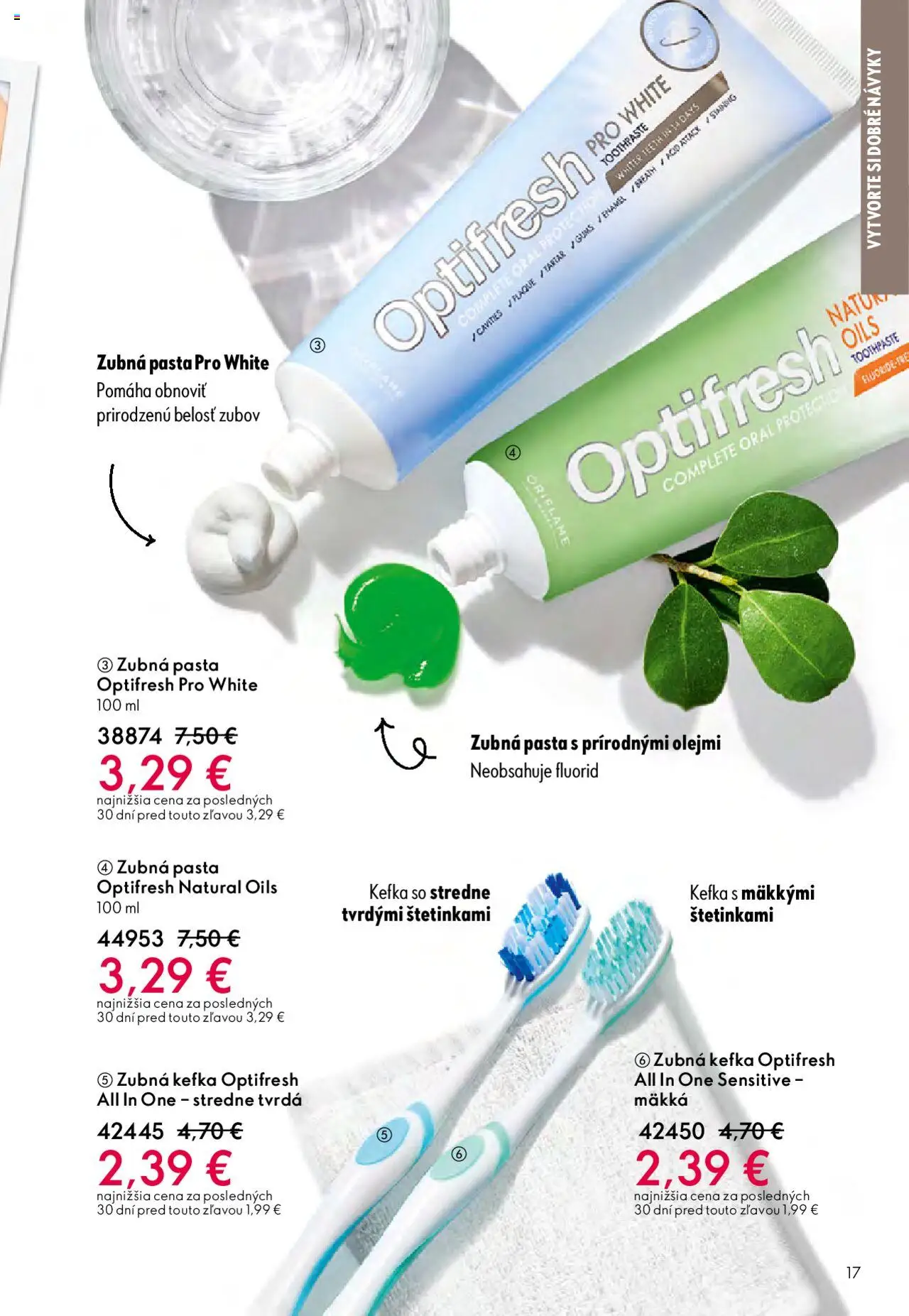 Nové Oriflame akcie – leták je platný od 01.10.2025 | Strana: 17 | Produkty: Zubná kefka, Zubná pasta