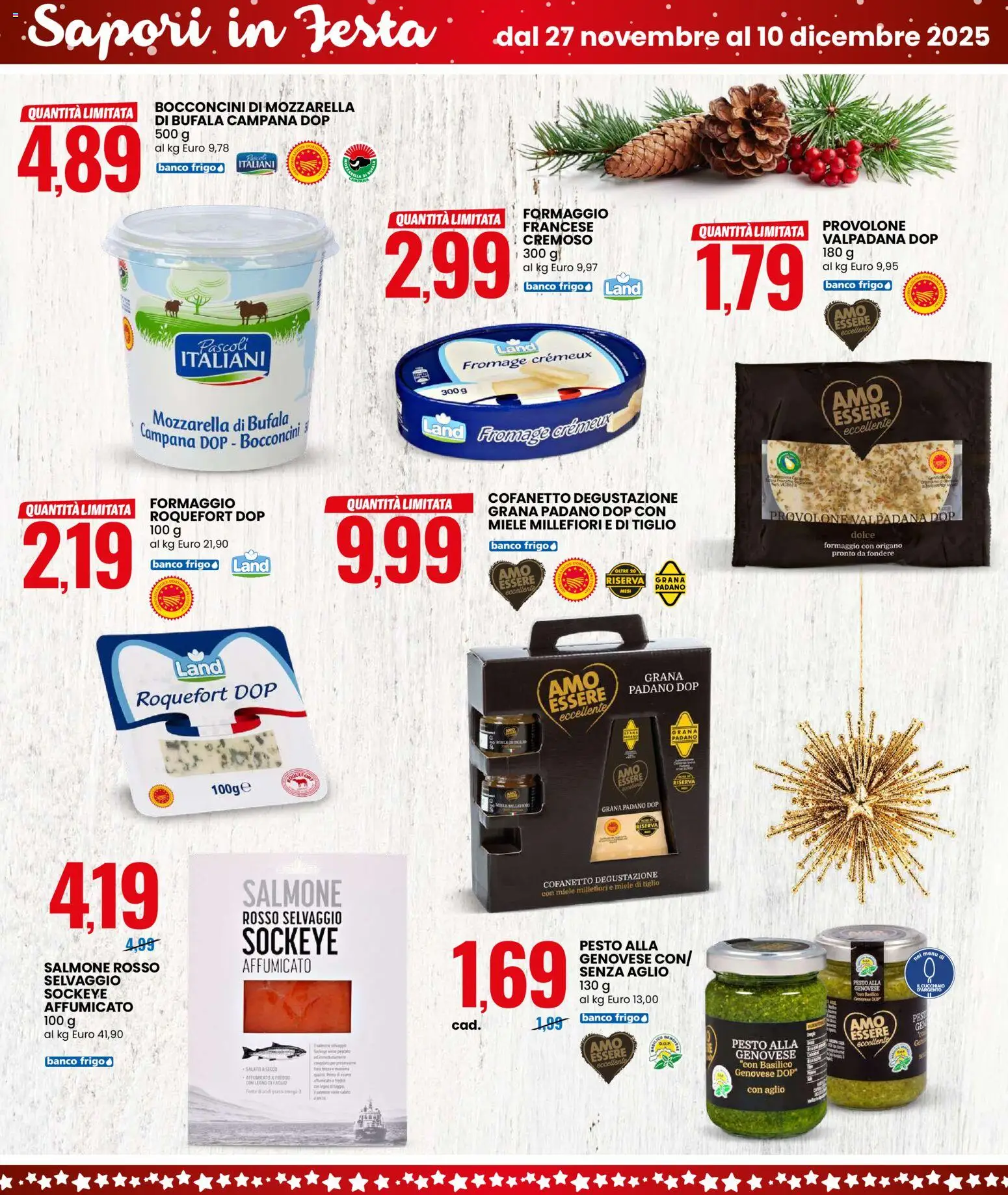 Volantino Eurospin del 27.11.2025 | Pagina: 3 | Prodotti: Salmone, Formaggio, Pesto, Miele