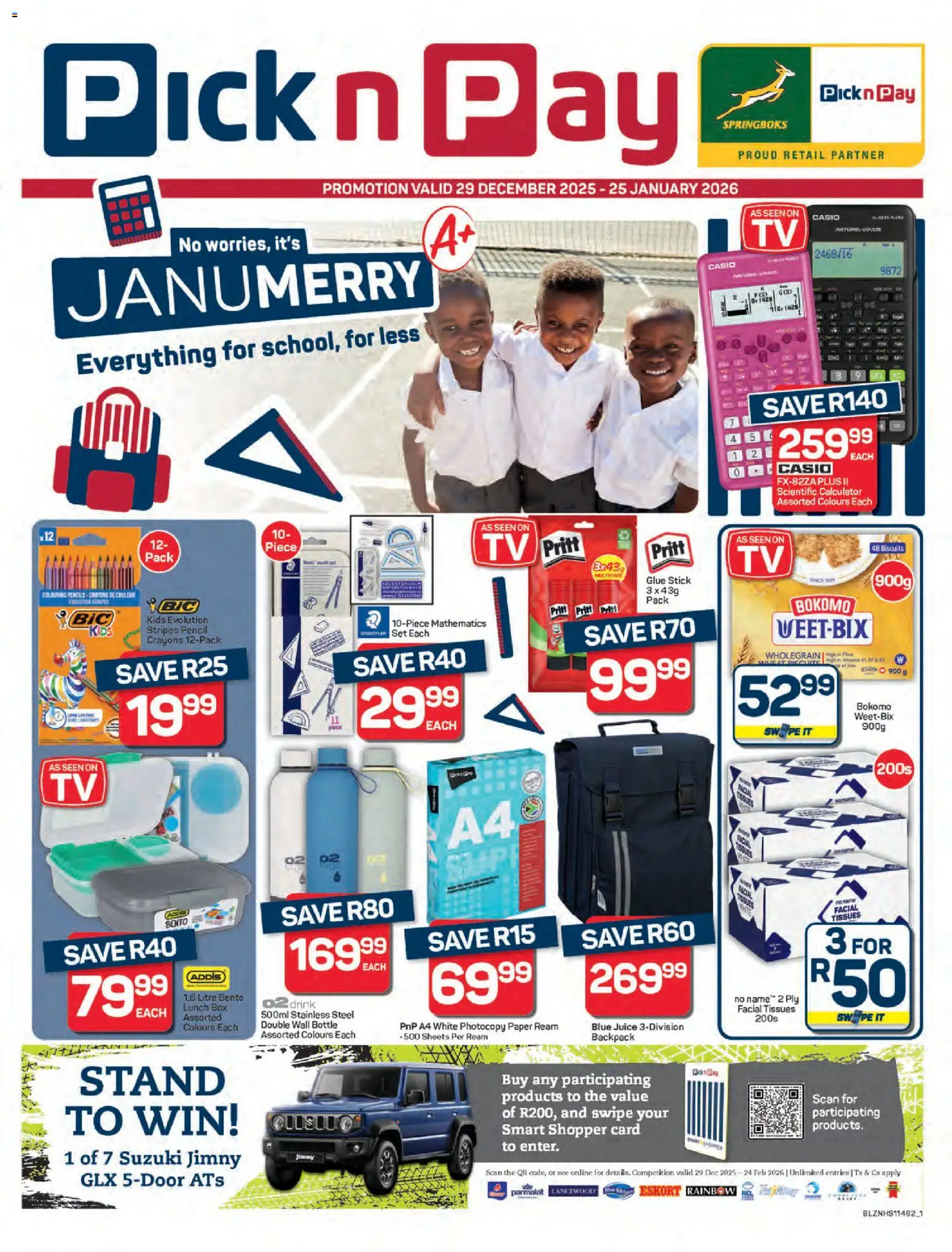 New Pick n Pay catalogue – valid from 29.12.2025 | Page: 1 | Products: Pencil, Backpack, Biscuits, Tissues