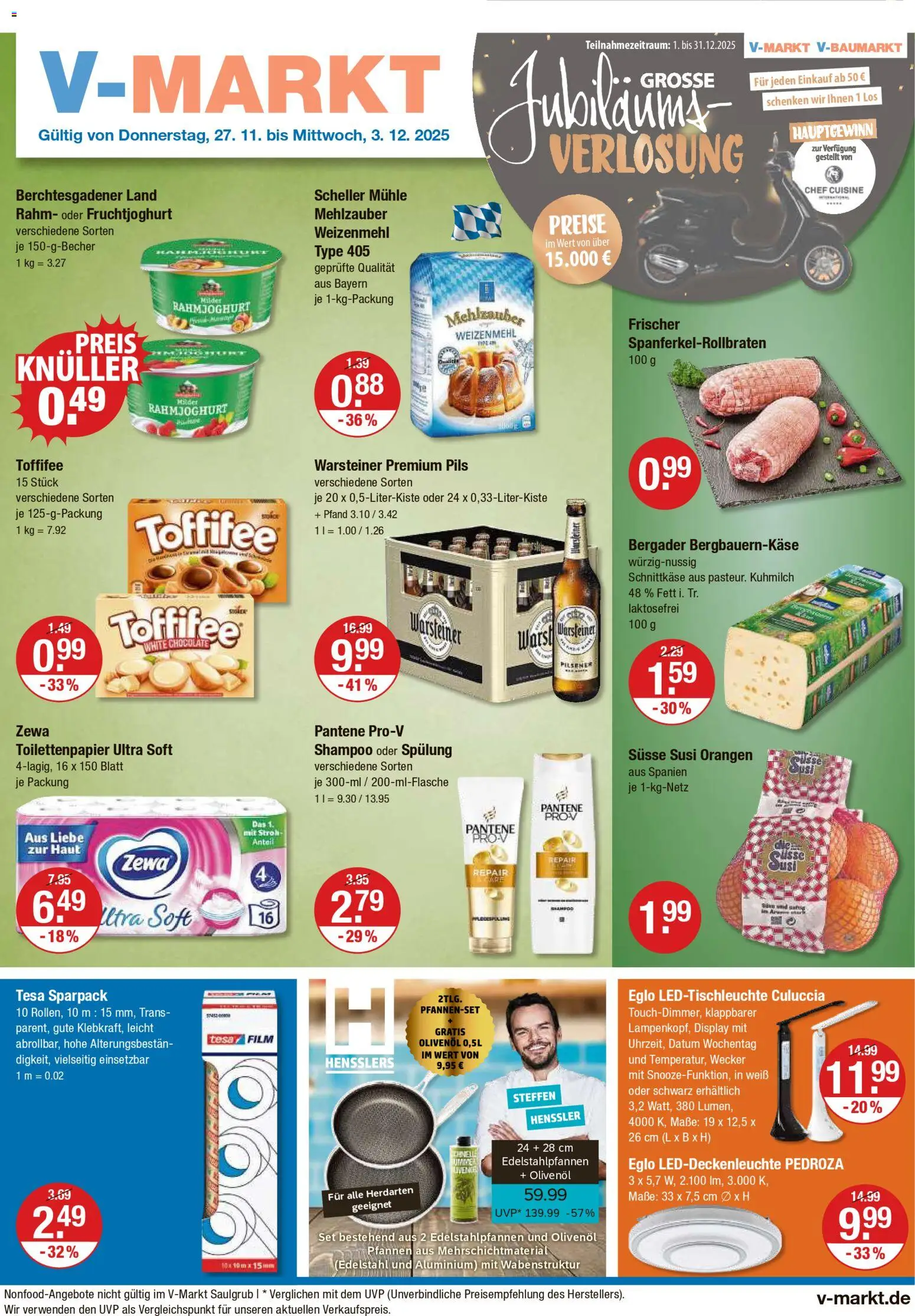 V-Markt - M&#252;nchen – gültig ab 27.11.2025 | Seite: 1 | Produkte: Mühle, Weizenmehl, Fruchtjoghurt, Warsteiner