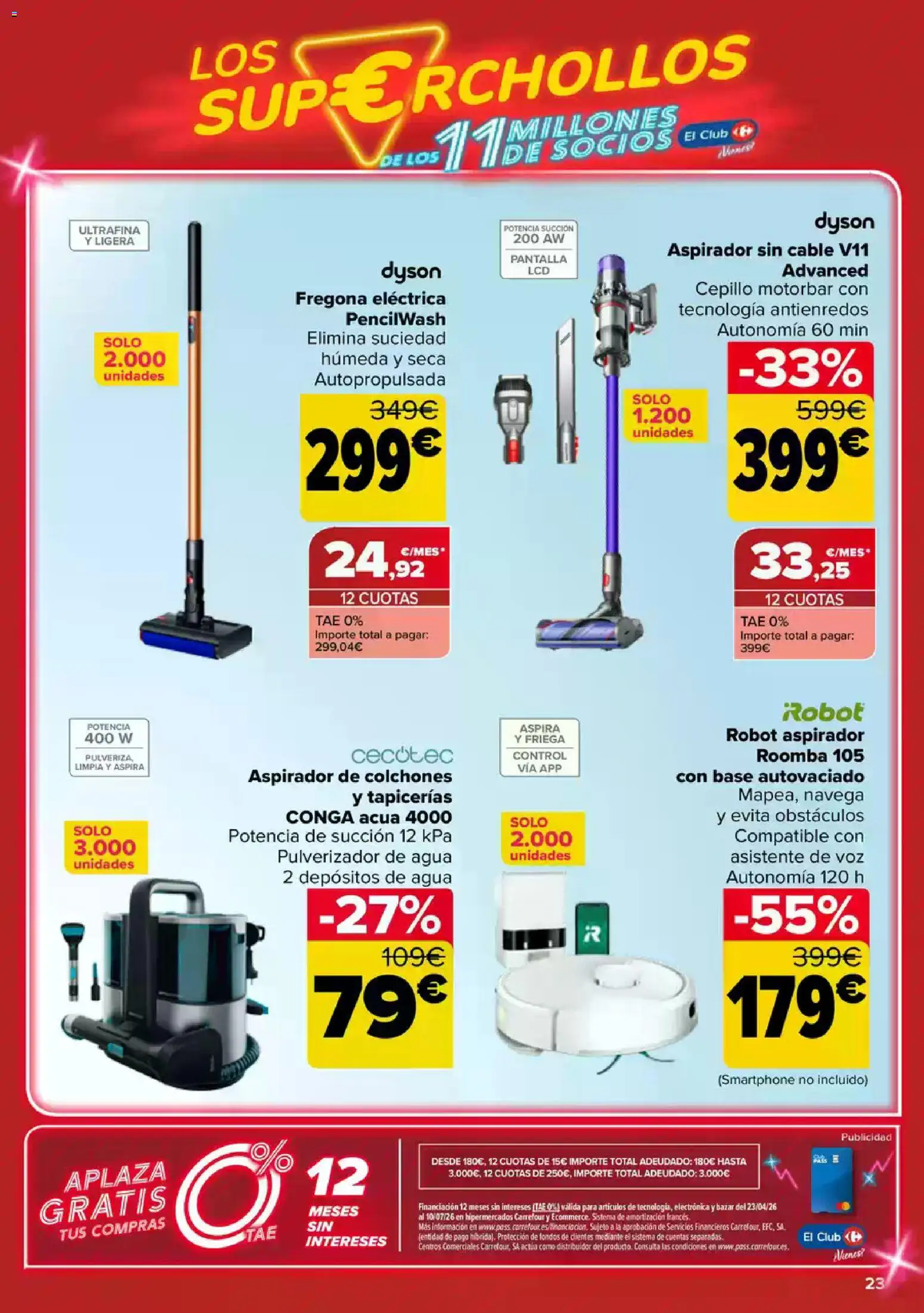 Carrefour Super chollos │ válido desde el 23.04.2026 | Página: 23 | Productos: Cepillo, Smartphone, Robot, Aspirador