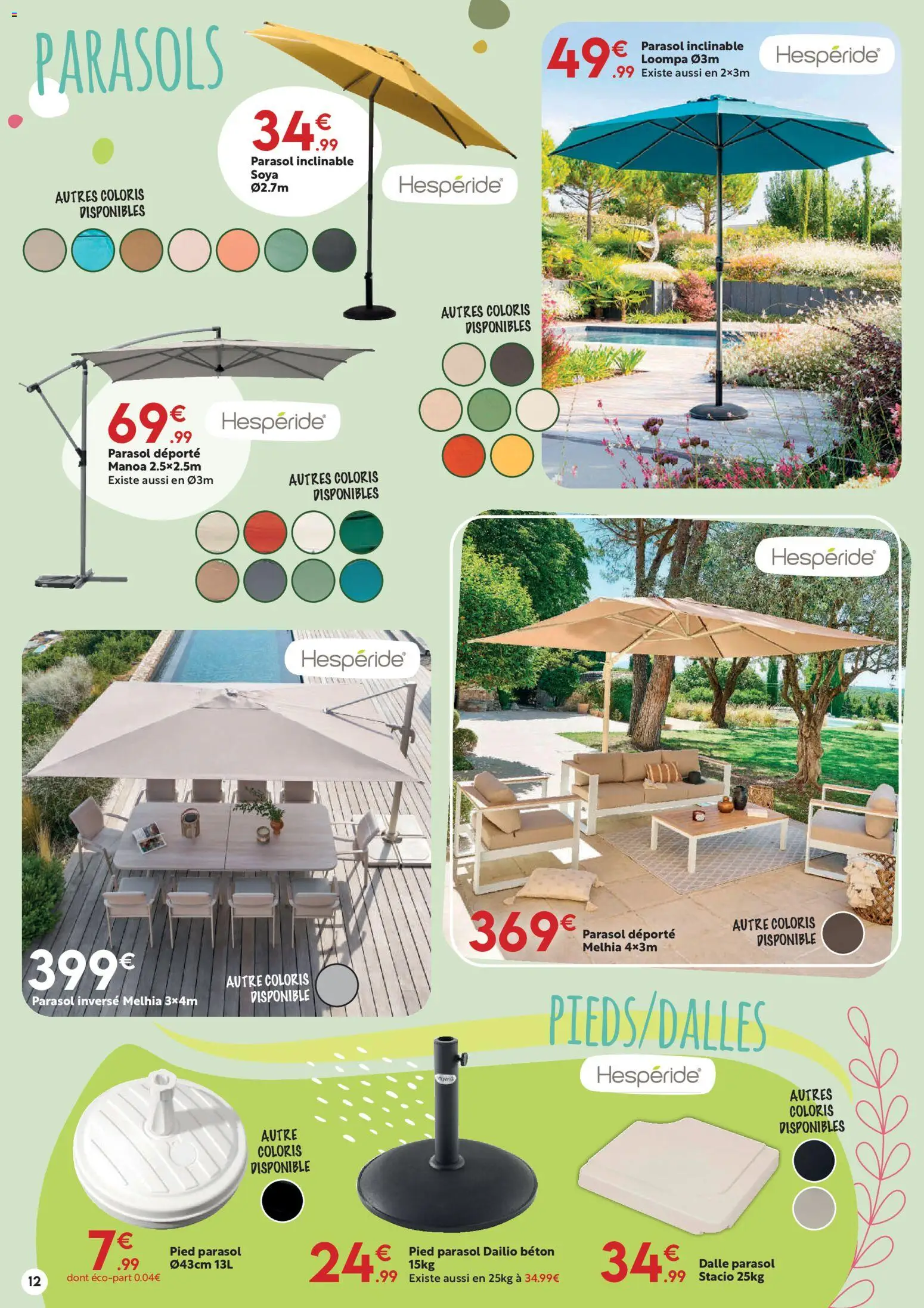 {H1} | Page: 12 | Produits: Parasol inclinable, Parasol déporté, Parasol