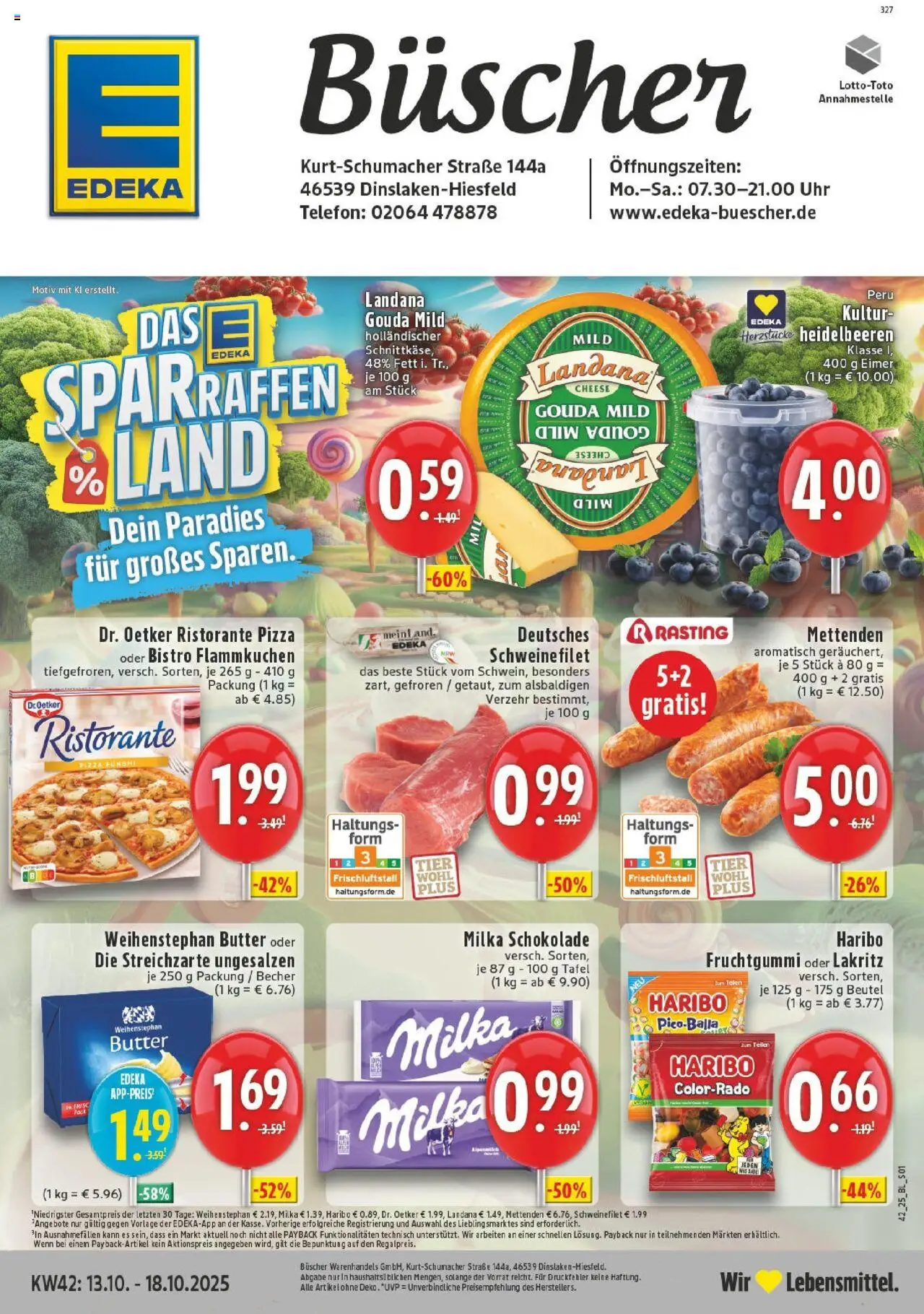 Edeka prospekt Dinslaken-Hiesfeld	 – gültig ab 13.10.2025 | Seite: 1 | Produkte: Ristorante, Schokolade, Milka schokolade, Pizza