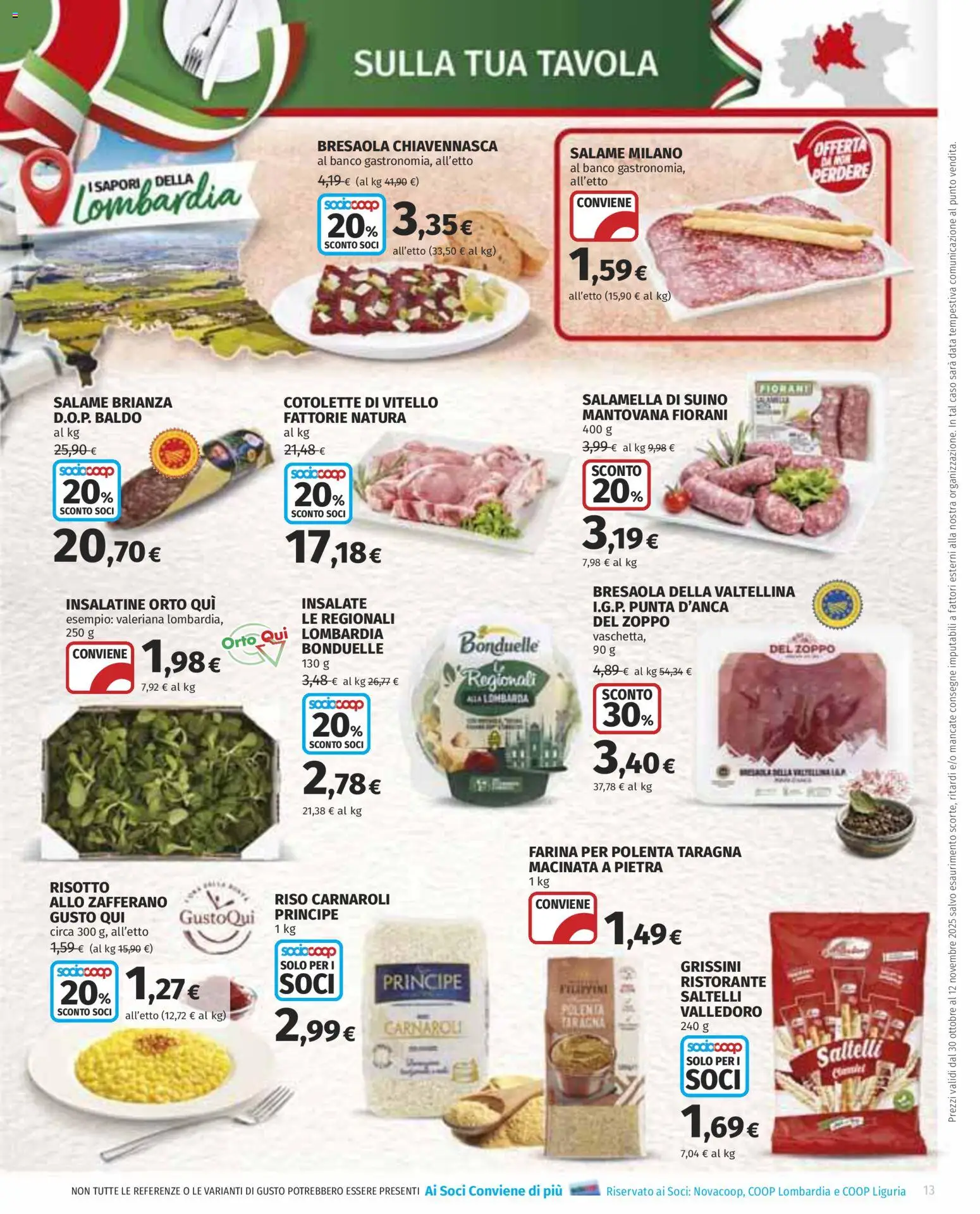 Volantino COOP del 30.10.2025 | Pagina: 13 | Prodotti: Riso Carnaroli, Salame, Bresaola, Data