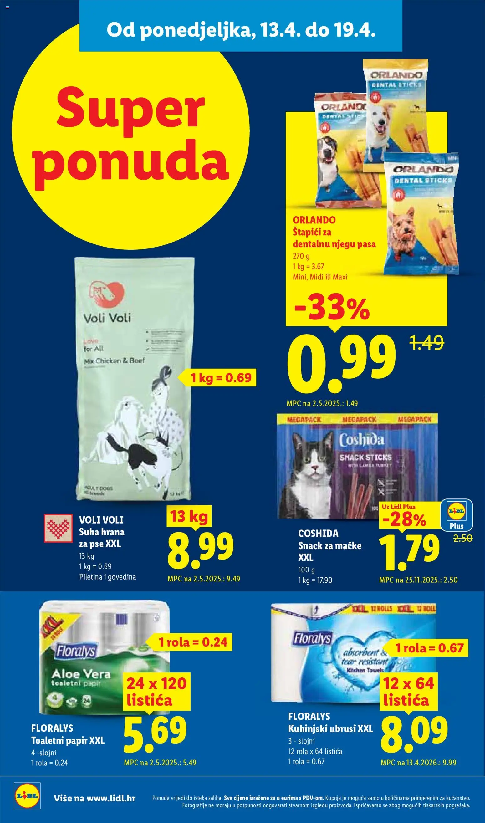Lidl katalog | vrijedi od 13.04.2026 | Stranica: 24 | Proizvodi: Piletina, Hrana za pse, Govedina, Štapići