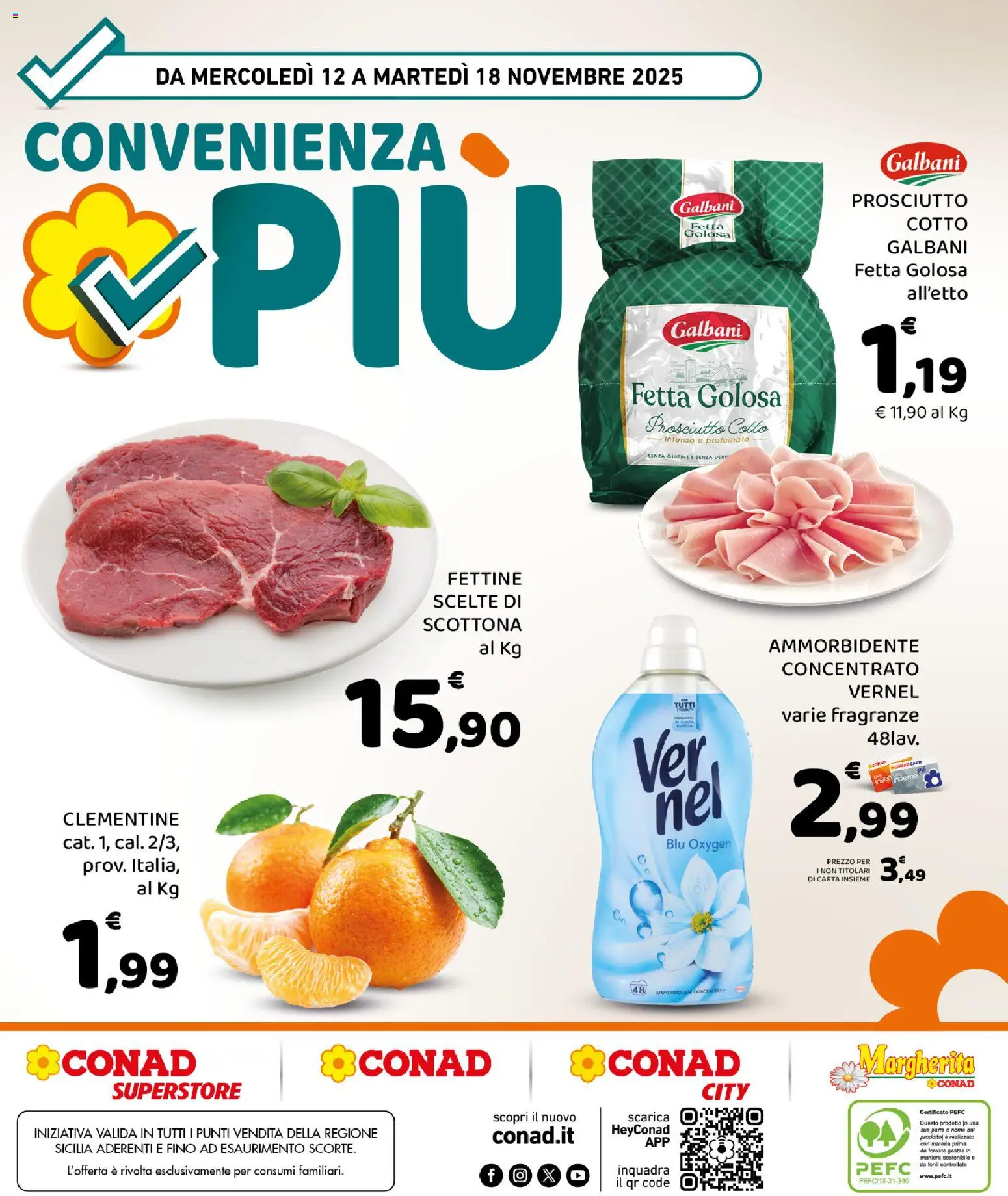Volantino Conad del 12.11.2025 | Pagina: 8 | Prodotti: Prosciutto Cotto, Ammorbidente, Prosciutto