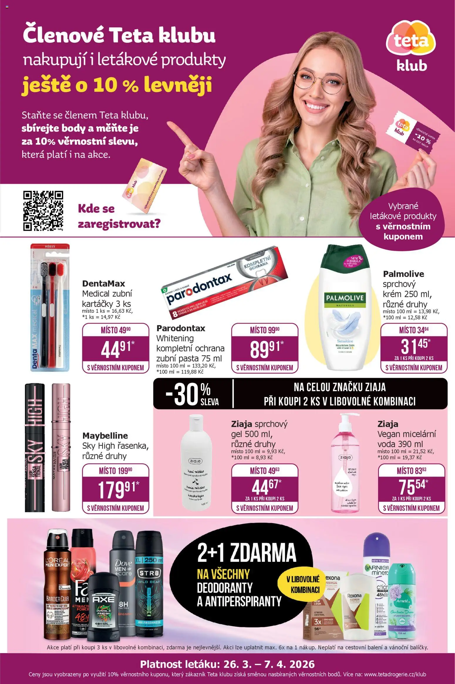 TETA Drogerie leták - Klub od 26.03.2026 | Strana: 1 | Produkty: Vegan, Krém, Rexona, Body
