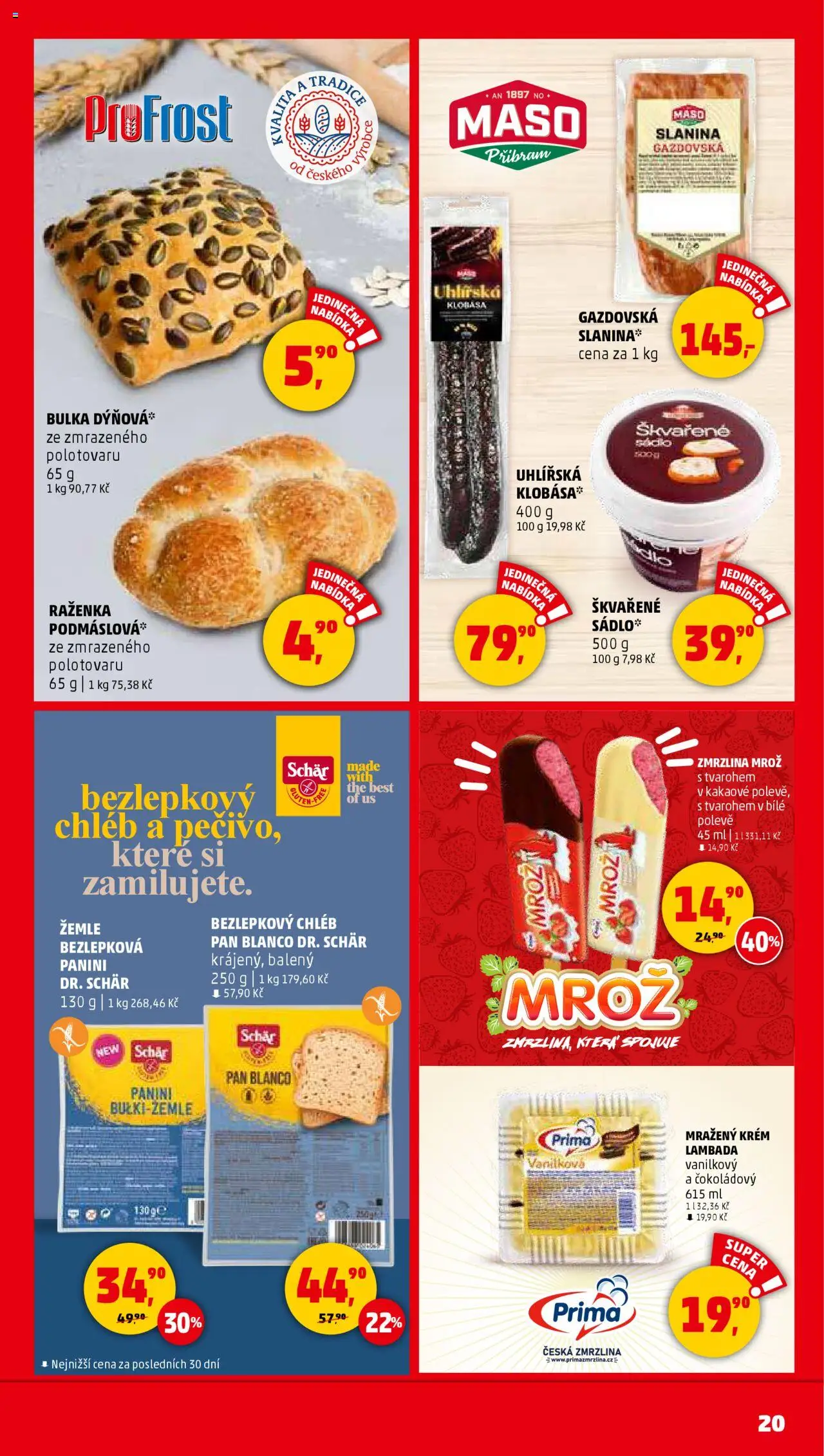 Penny Market leták - Čtvrtečník od 21.08.2025 | Strana: 20 | Produkty: Chléb, Zmrzlina, Maso, Slanina