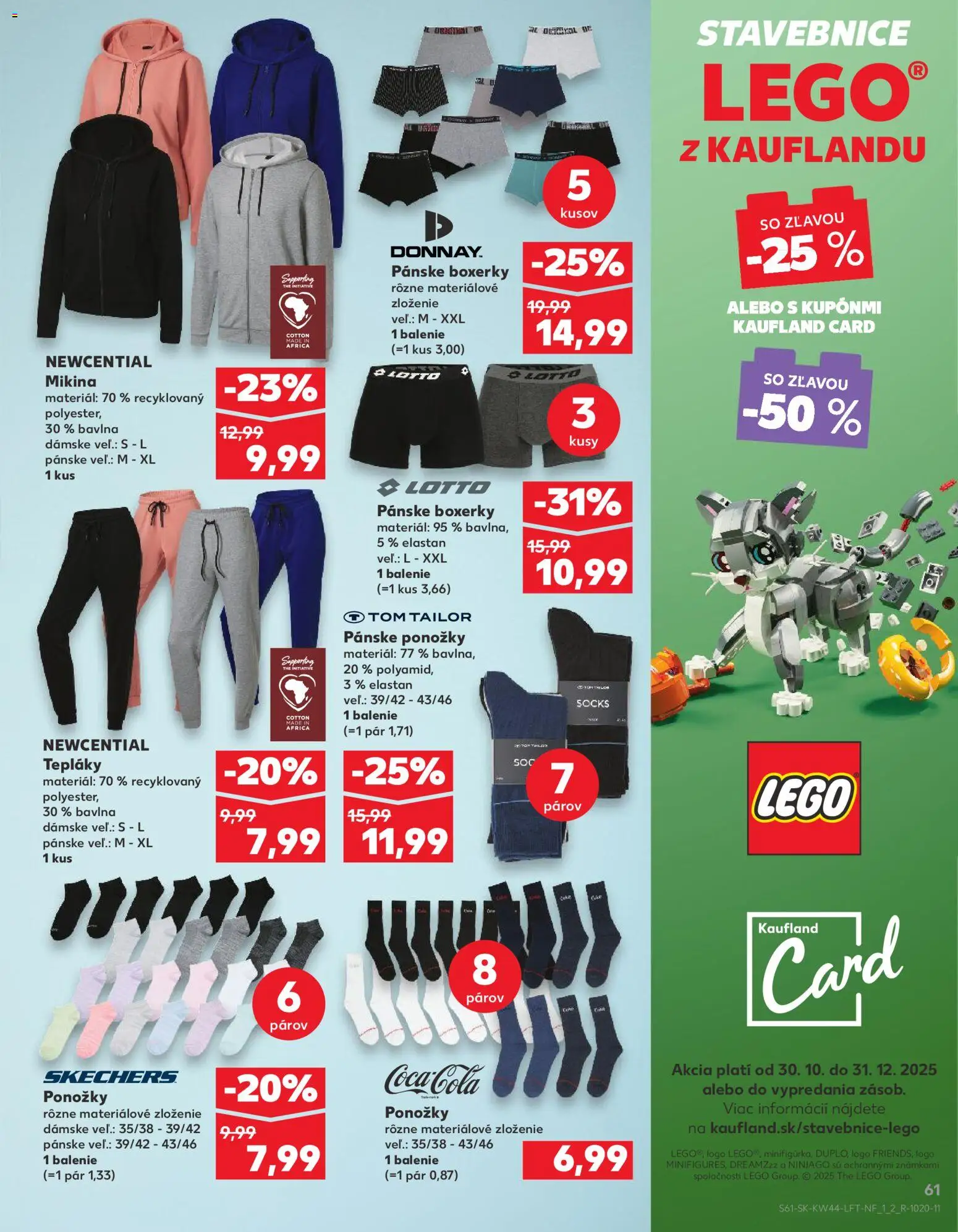 Nové Kaufland akcie – leták je platný od 30.10.2025 | Strana: 61 | Produkty: LEGO, Mikina, Ponožky, Boxerky