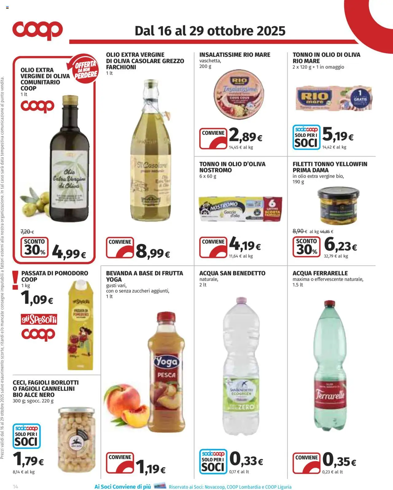 Volantino COOP del 16.10.2025 | Pagina: 14 | Prodotti: Pomodoro, Data, Cous cous, Ferrarelle