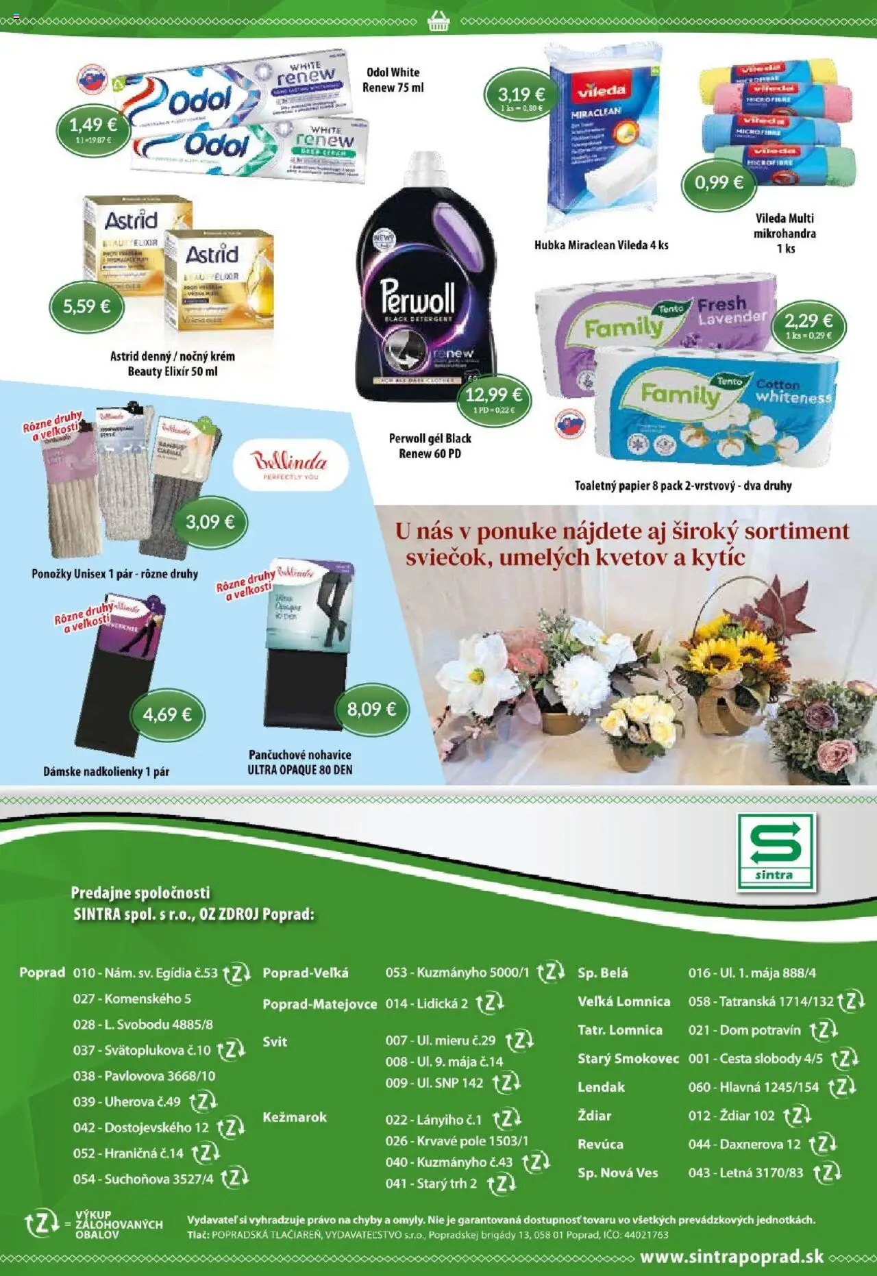 Nové Sintra akcie – leták je platný od 16.10.2025 | Strana: 10 | Produkty: Perwoll, Nohavice, Ponožky, Krém