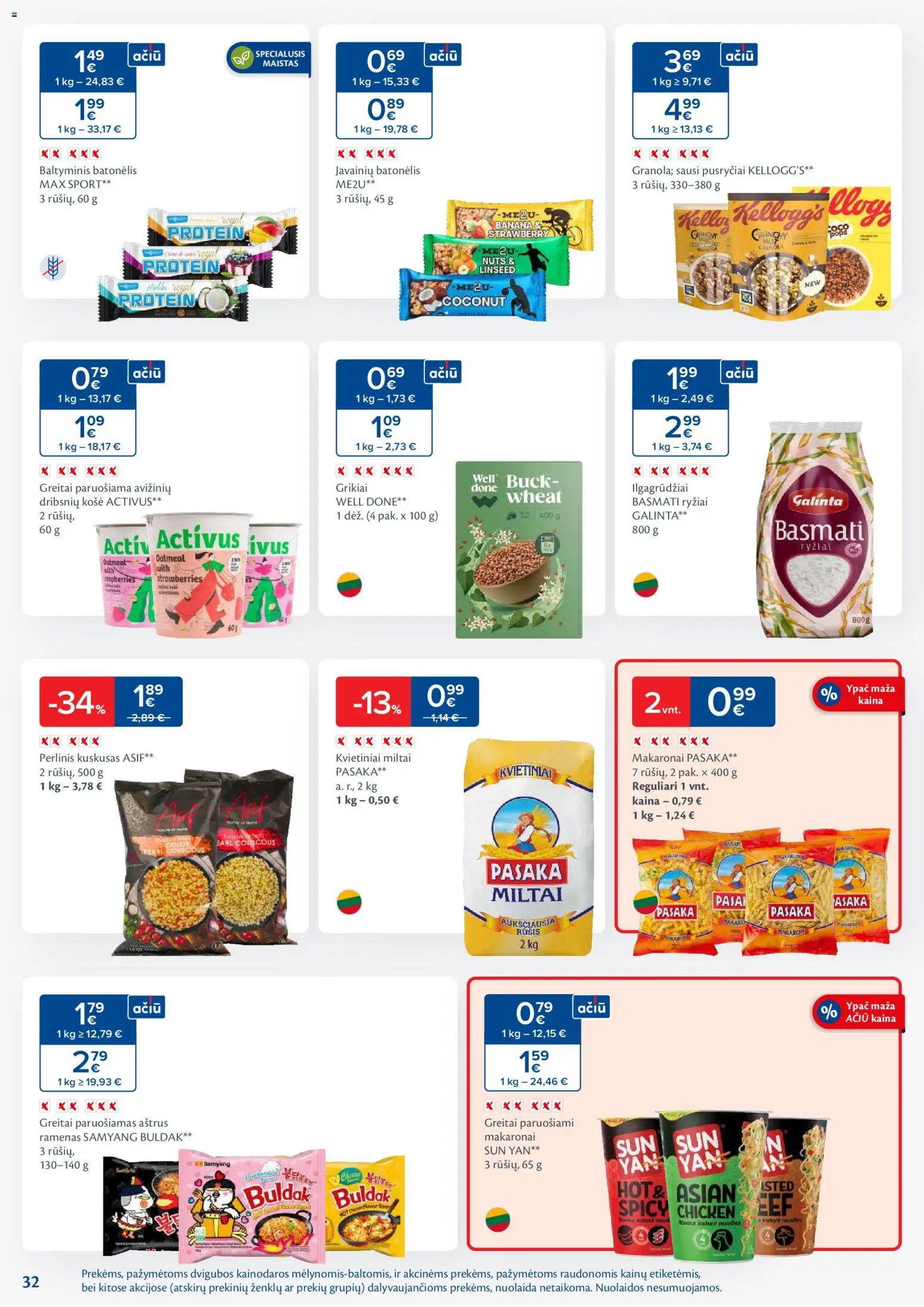 MAXIMA akcijos nuo 06.01.2026 | Puslapis: 32 | Prekių: Košė, Grikiai, Ryžiai, Greitai paruošiami makaronai