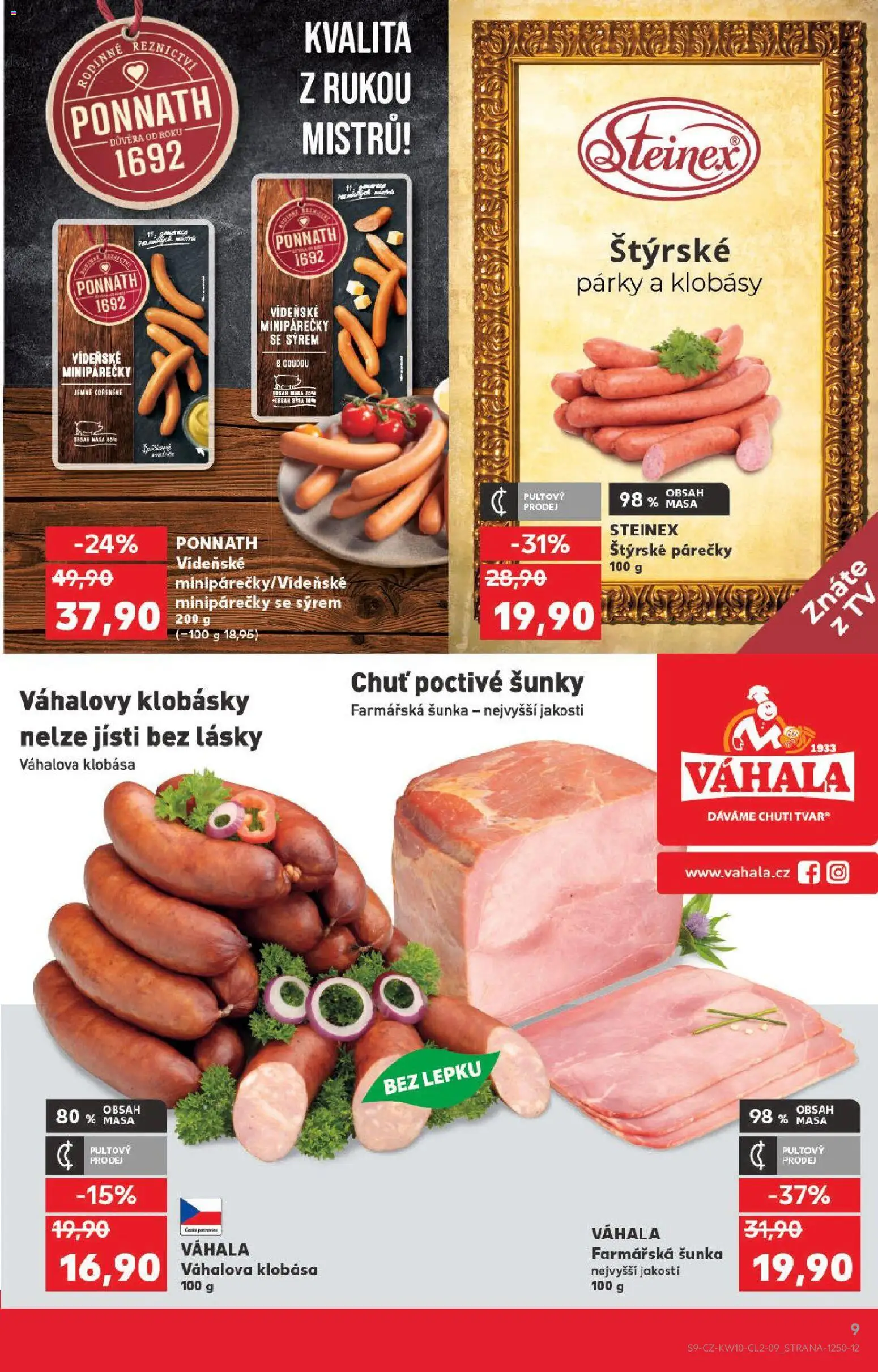 Kaufland leták - Brno od 04.03.2026 | Strana: 9 | Produkty: Šunka, Párky, Klobása, Klobásky