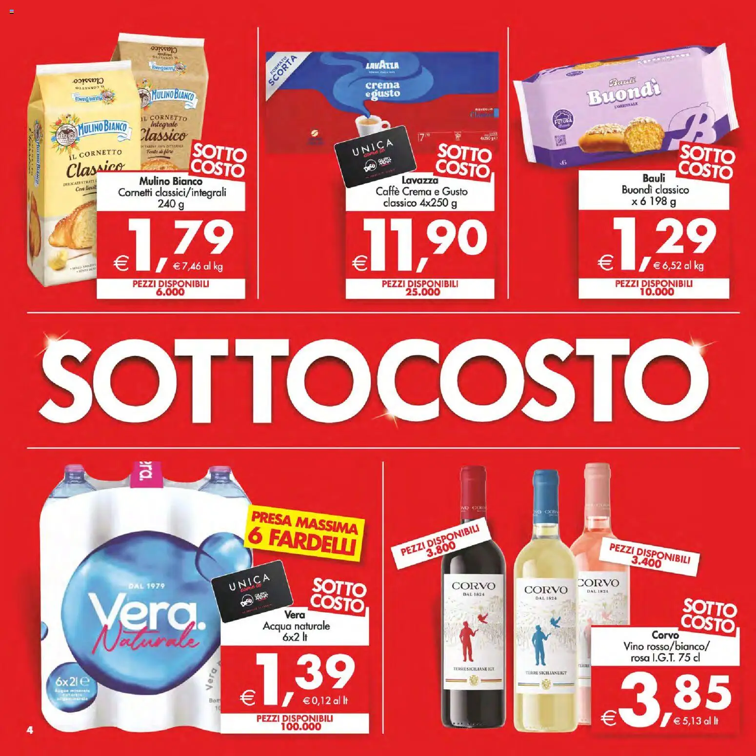 Volantino Decò del 10.03.2026 | Pagina: 4 | Prodotti: Caffè, Cornetto, Acqua, Presa