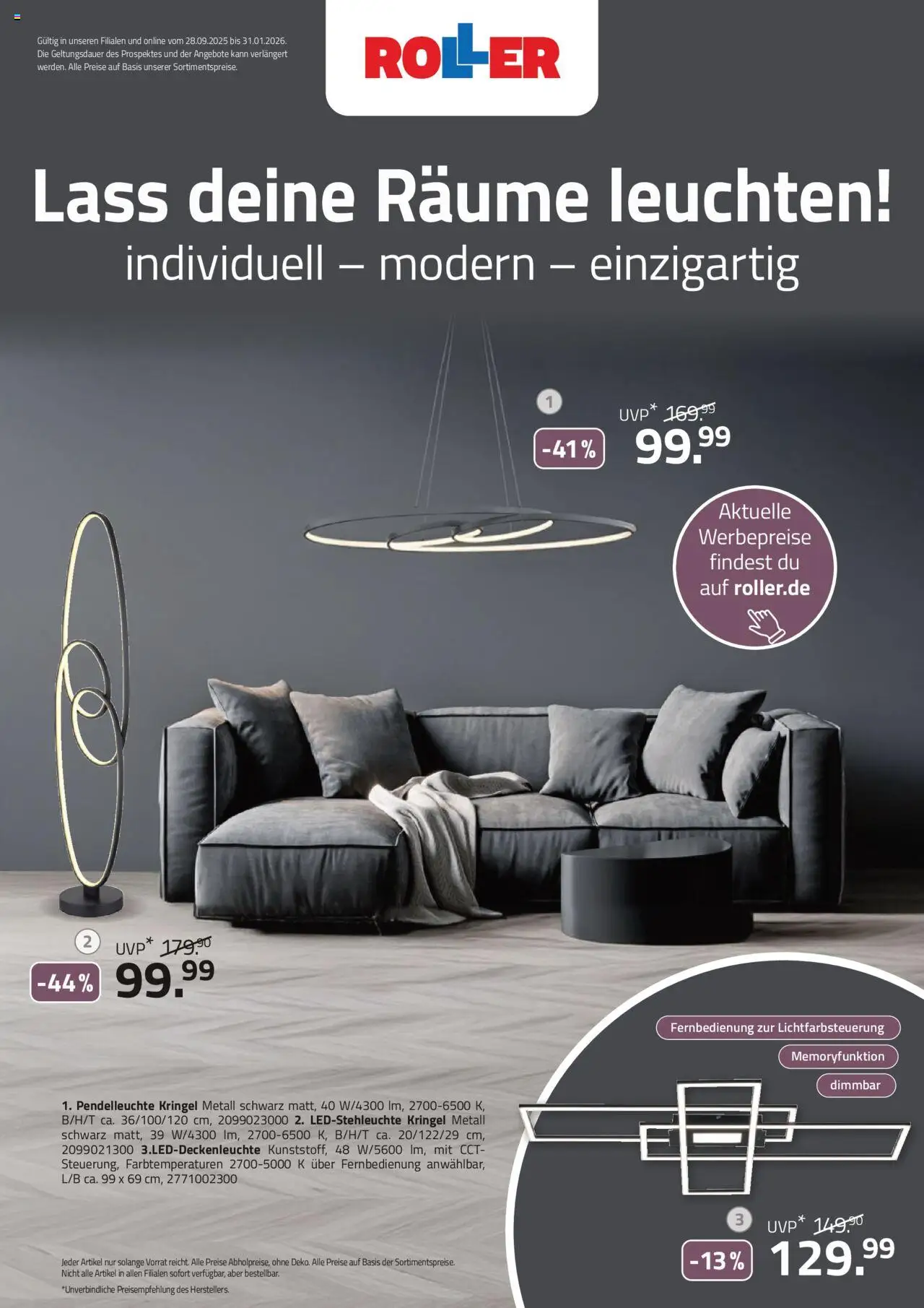 Roller  Leuchtenmagazin 2025 – gültig ab 28.09.2025 | Seite: 1