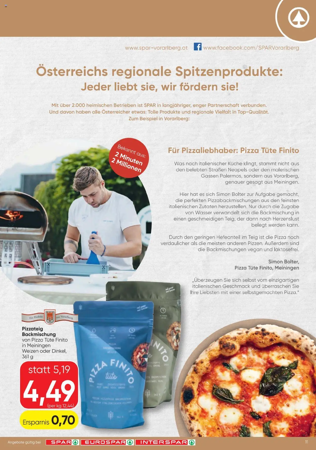 Spar Flugblatt gültig ab 28.08.2025 | Seite: 11 | Produkte: Wasser, Pizza