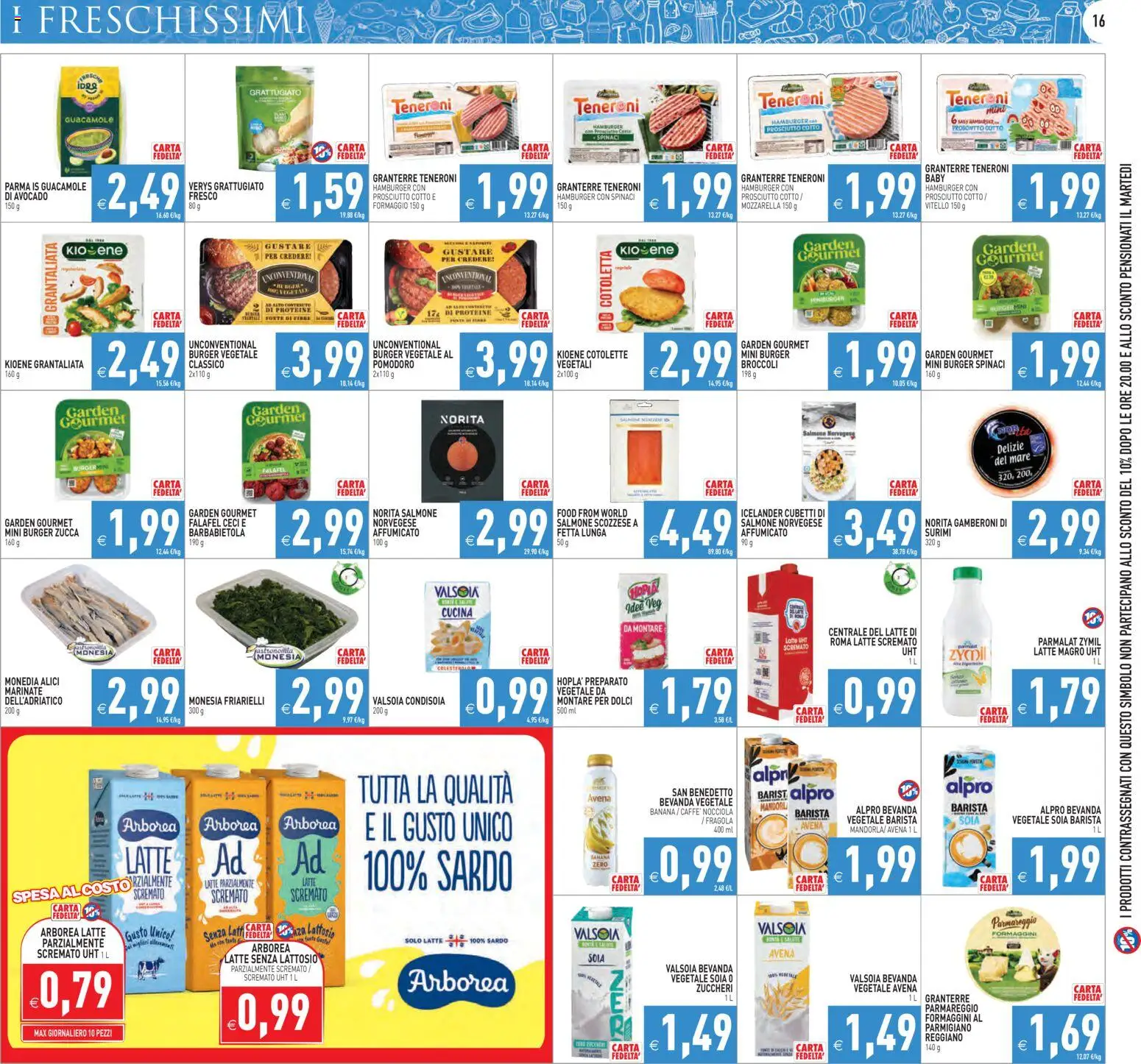 Volantino PIM Supermercati del 17.04.2026 | Pagina: 16 | Prodotti: Avocado, Latte senza lattosio, Parmigiano, Hamburger