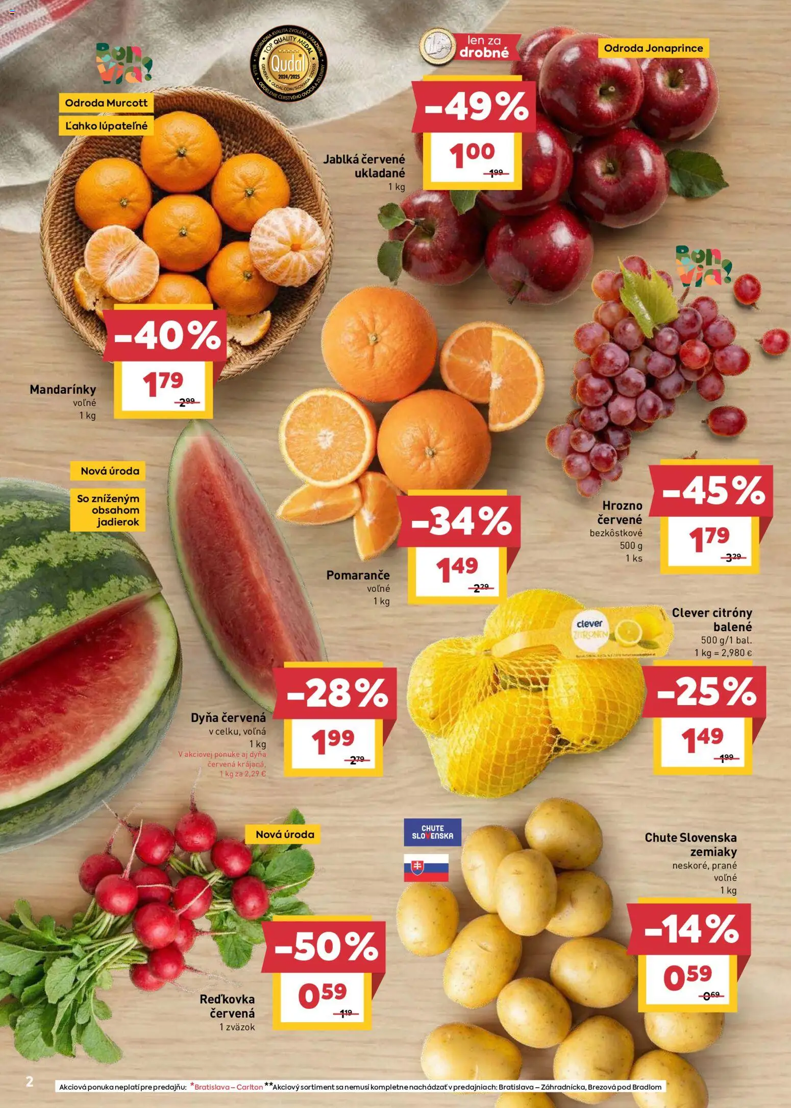 Nové Billa akcie – leták je platný od 15.04.2026 | Strana: 2 | Produkty: Tv, Pomaranče, Zemiaky