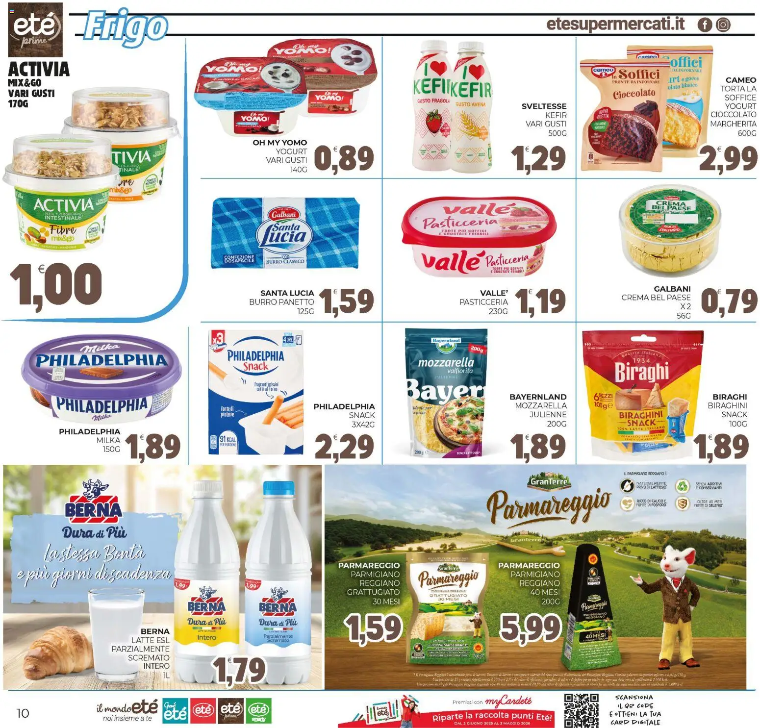 Volantino Eté del 21.11.2025 | Pagina: 10 | Prodotti: Yogurt, Latte, Parmigiano reggiano, Parmigiano