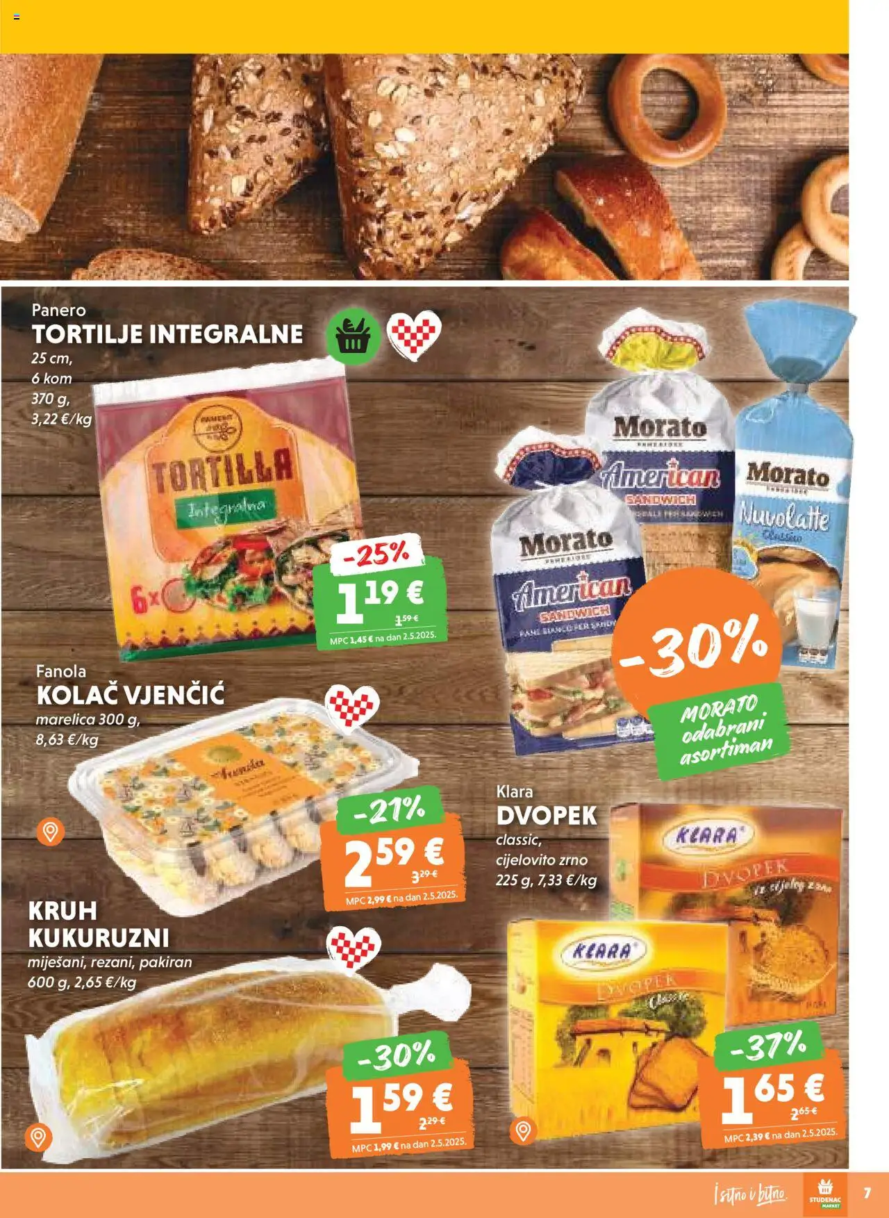 Studenac katalog | vrijedi od 27.08.2025 | Stranica: 7 | Proizvodi: Kruh, Dvopek, Tortilje