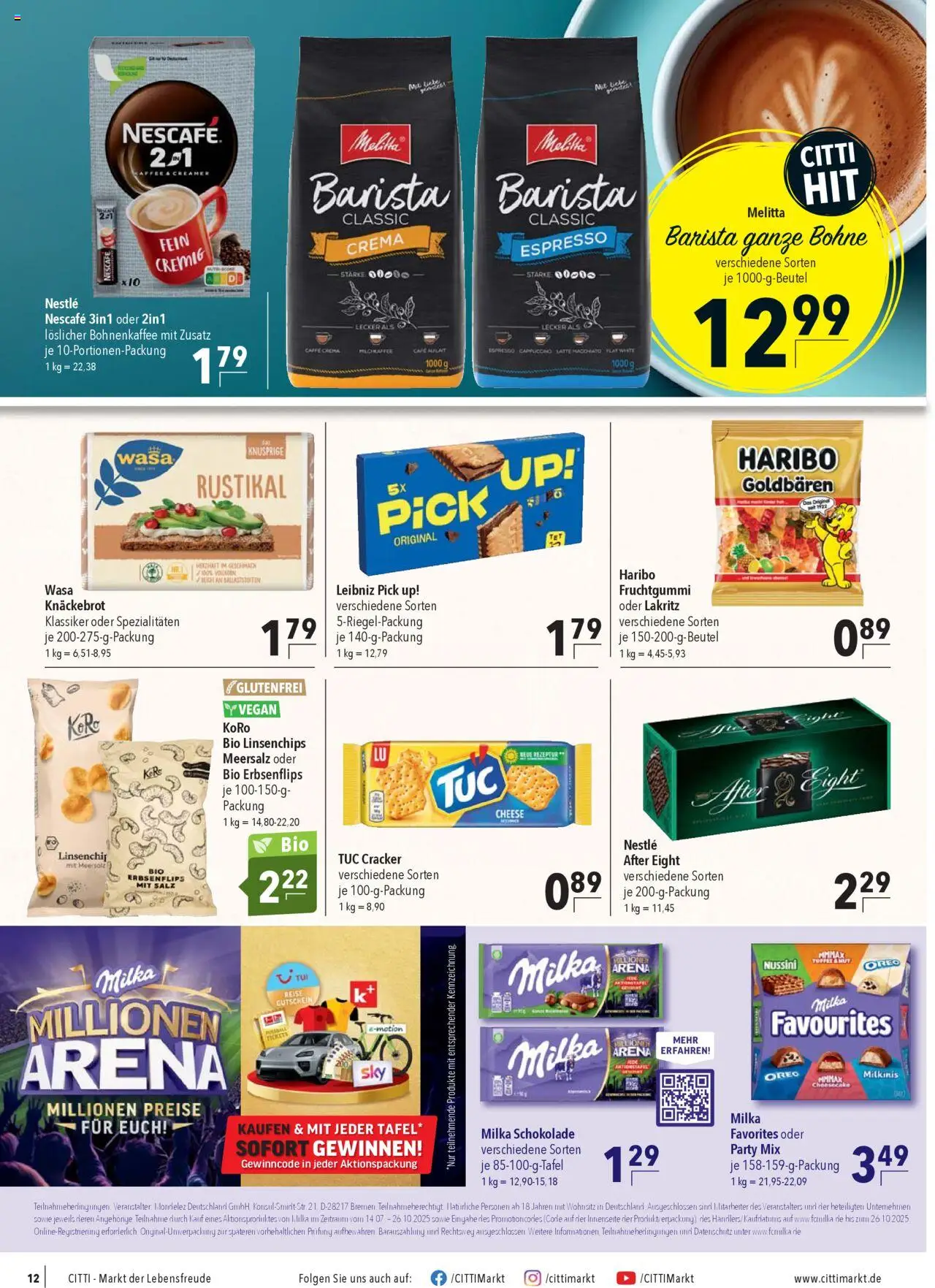 CITTI Markt Prospekt 	 - gültig ab dem 06.08.2025 | Seite: 14 | Produkte: Melitta, Haribo, Schokolade, Milka