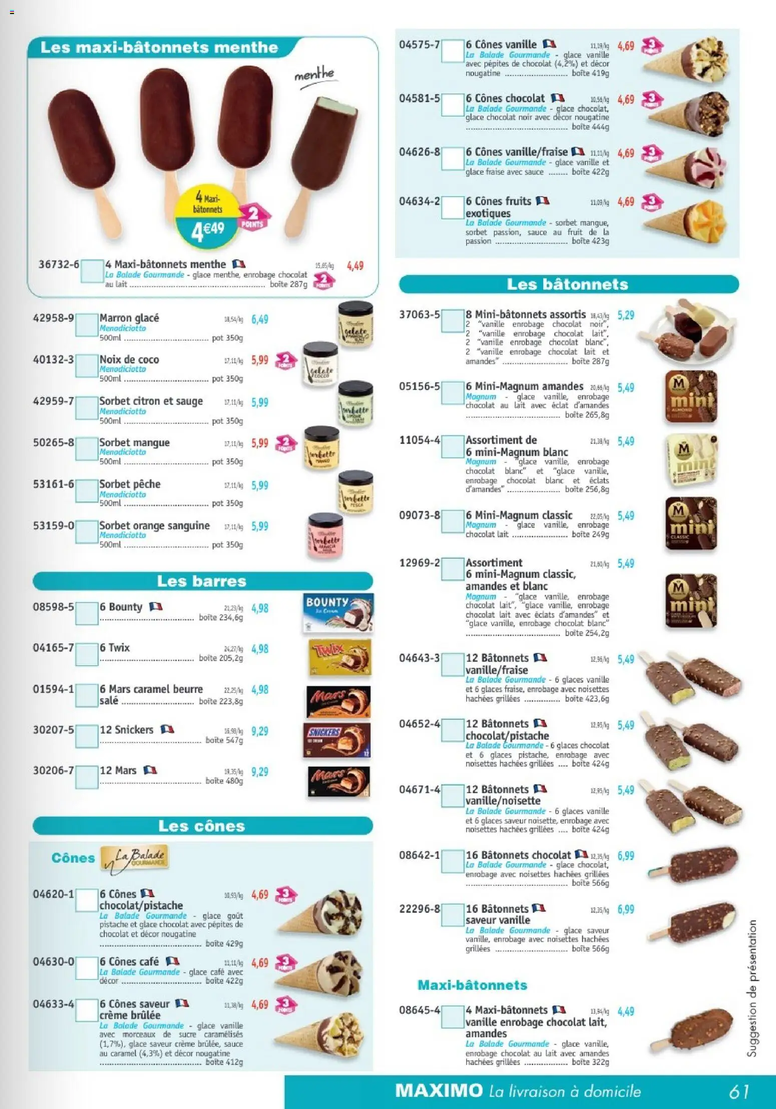 {H1} | Page: 61 | Produits: Citron, Mangue, Magnum glace, Noix